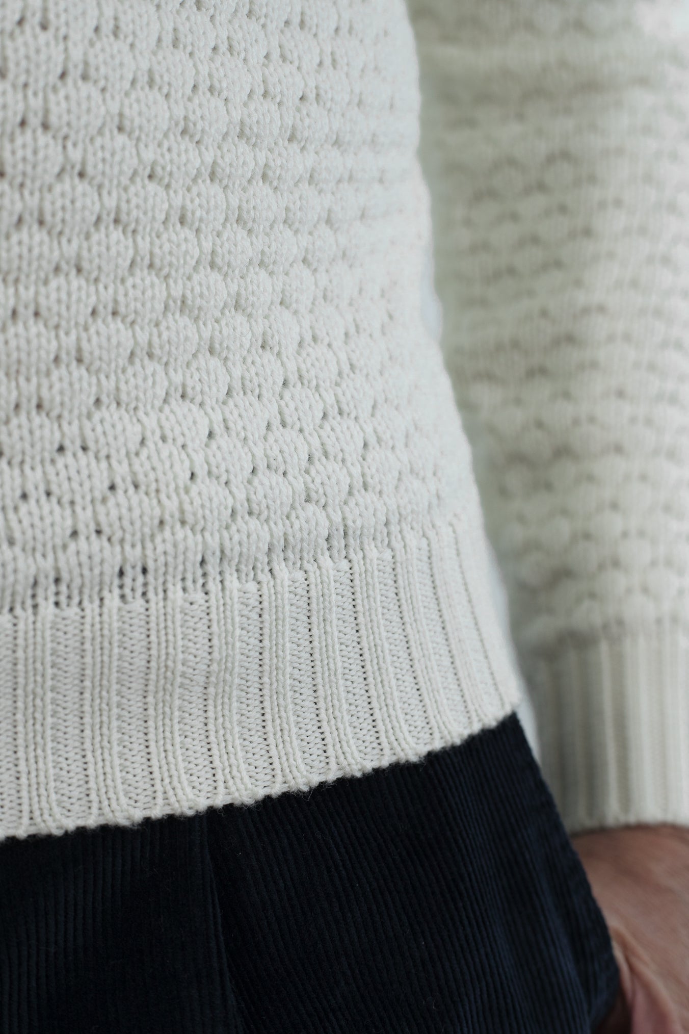 Hubbel Honeycomb Merino Wool Turtleneck White