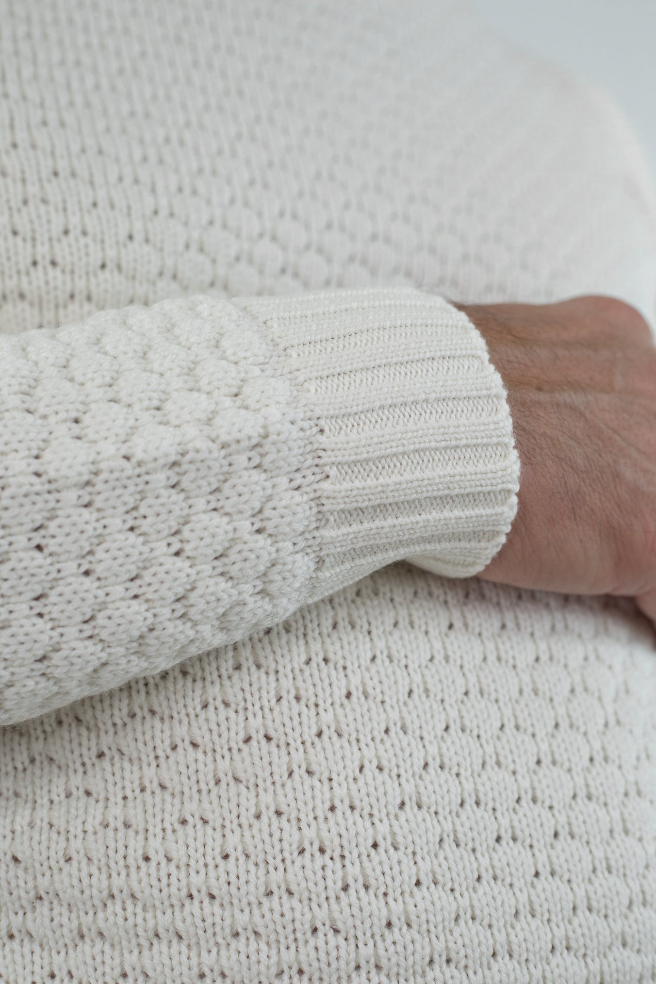 Hubbel Honeycomb Merino Wool Turtleneck White