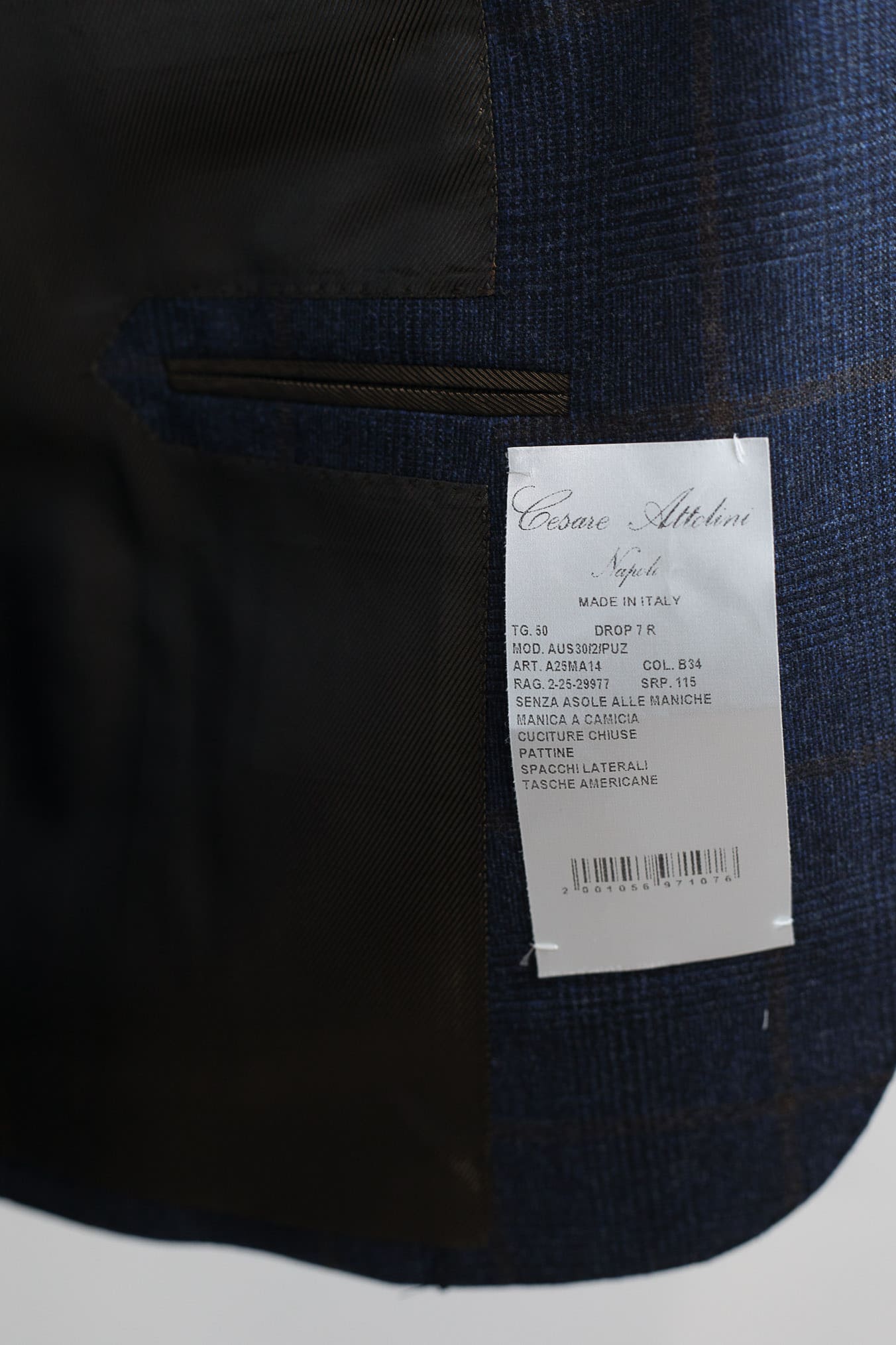 CESARE ATTOLINI Abito Principe di Galles Blu