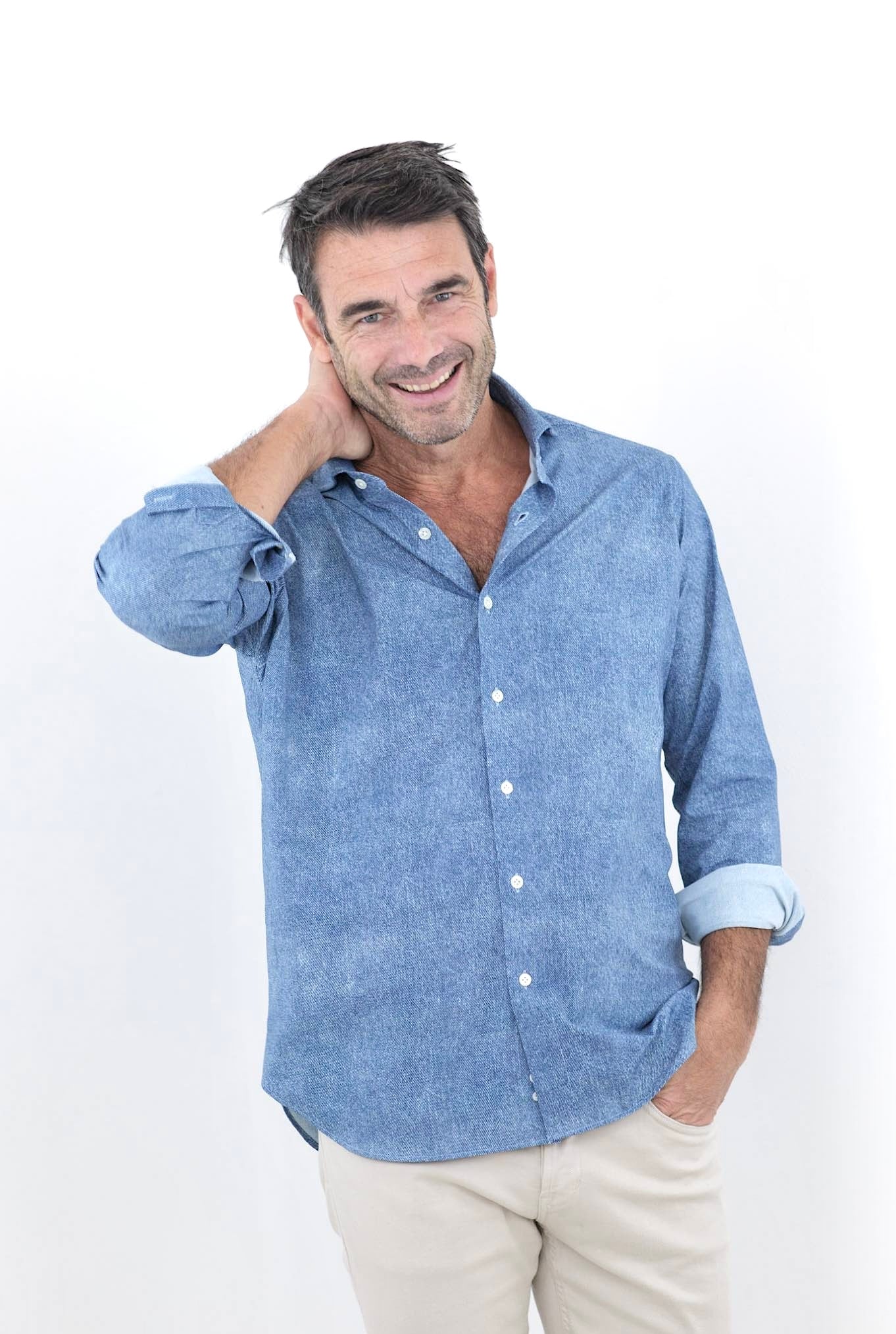 FFF Camicia Active Effetto Denim Bluette