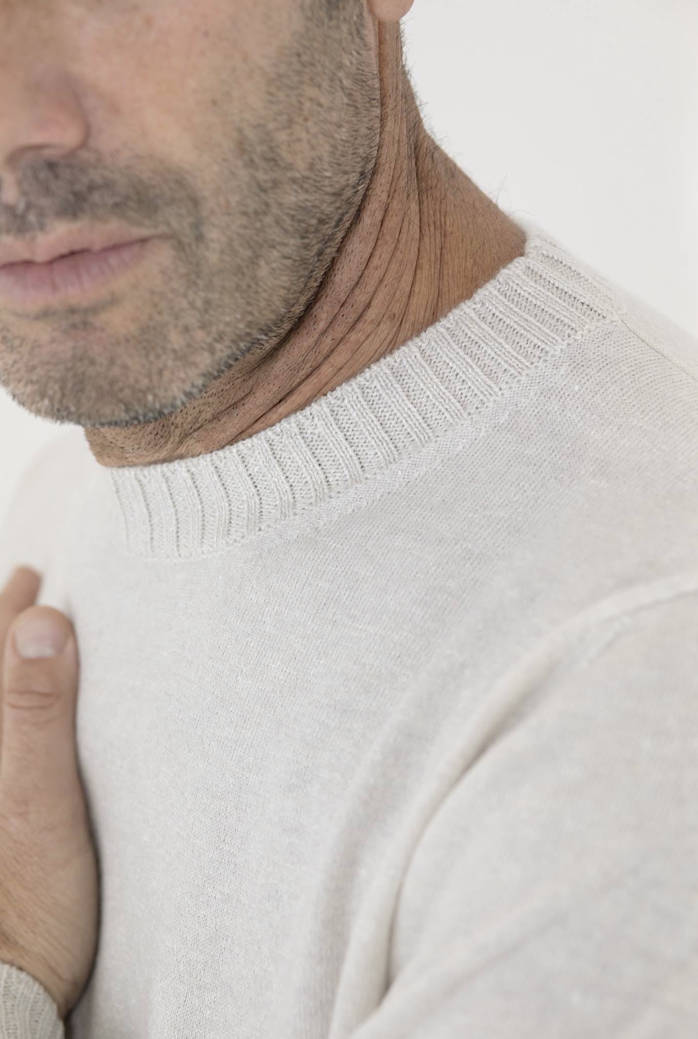 FIORONI Cashmere and Linen Chalk Mélange Crewneck