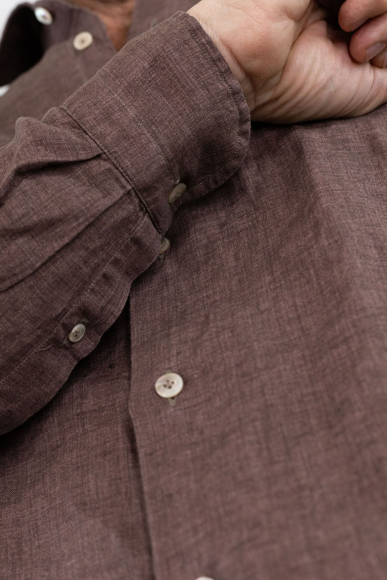 GIANNETTO PORTOFINO Camicia Lino Marrone SLIM FIT