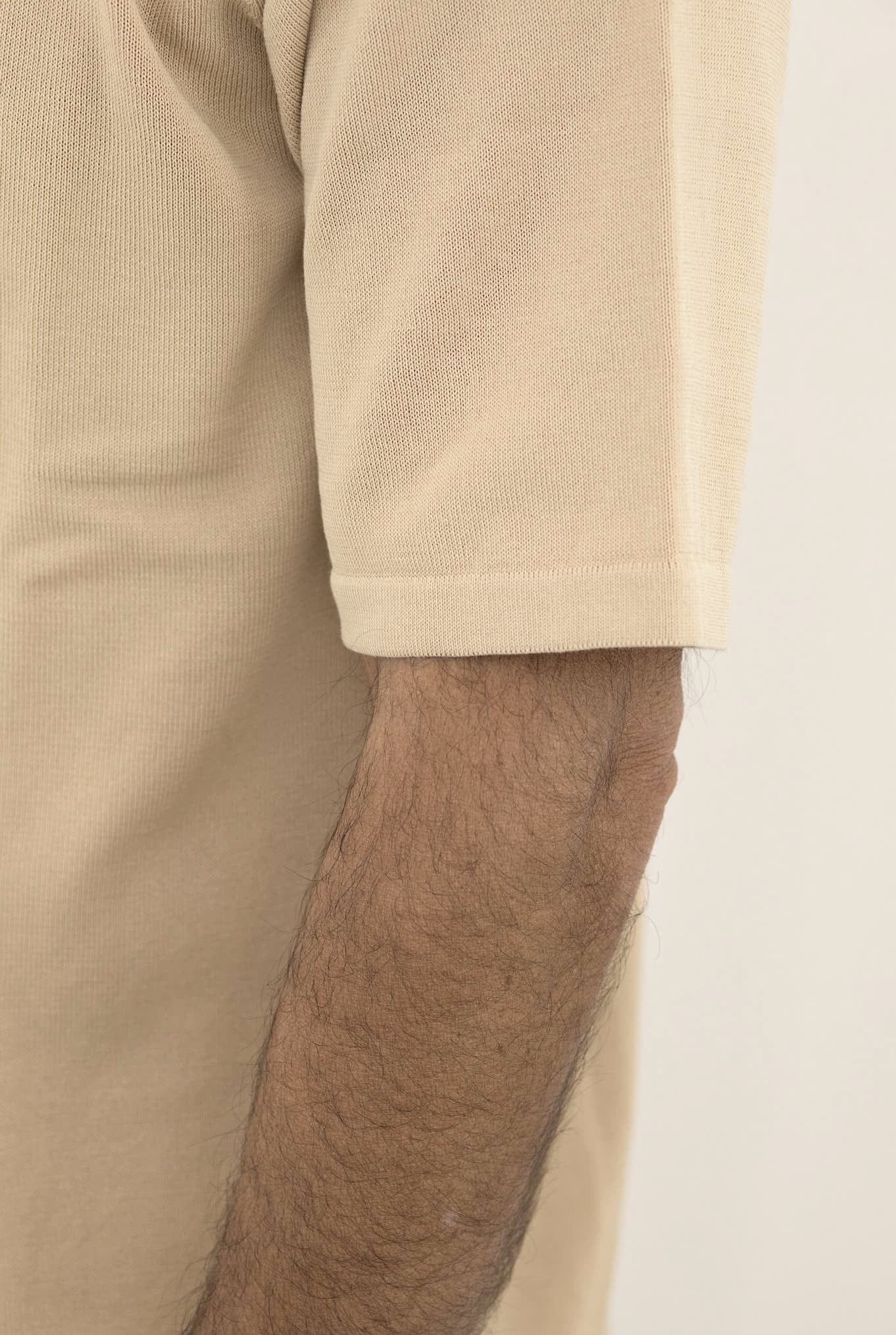 Girocollo Maniche Corte Boxy Beige - Guarino Store