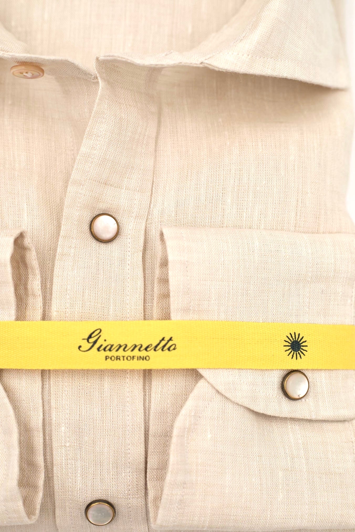 GIANNETTO PORTOFINO Beige Linen Shirt SLIM FIT