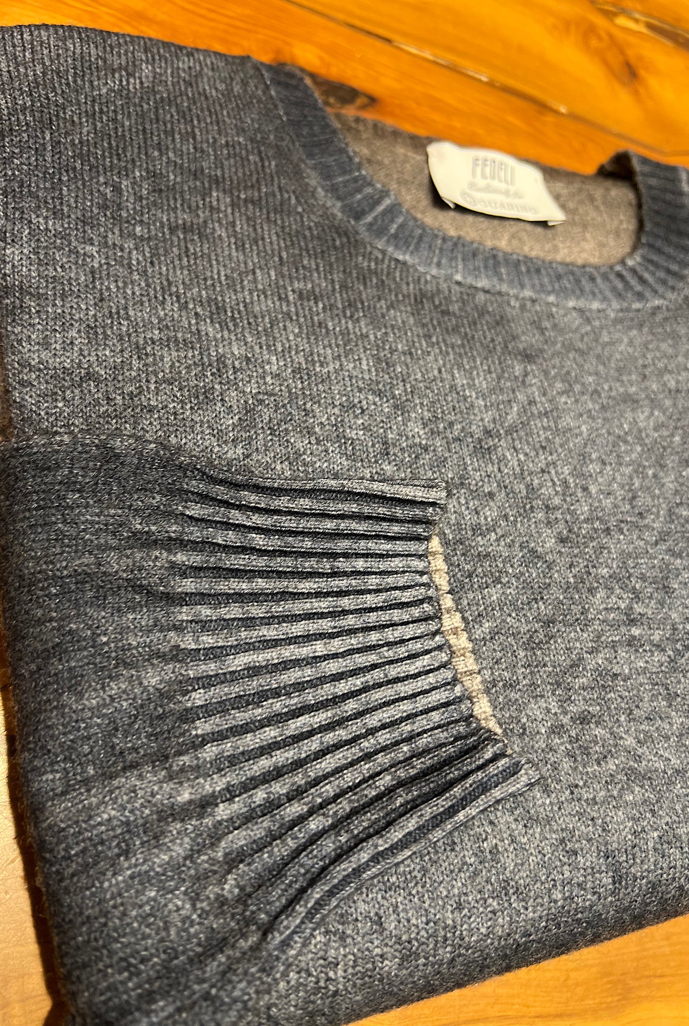 FEDELI Blue "Sprayed" Cashmere Crewneck