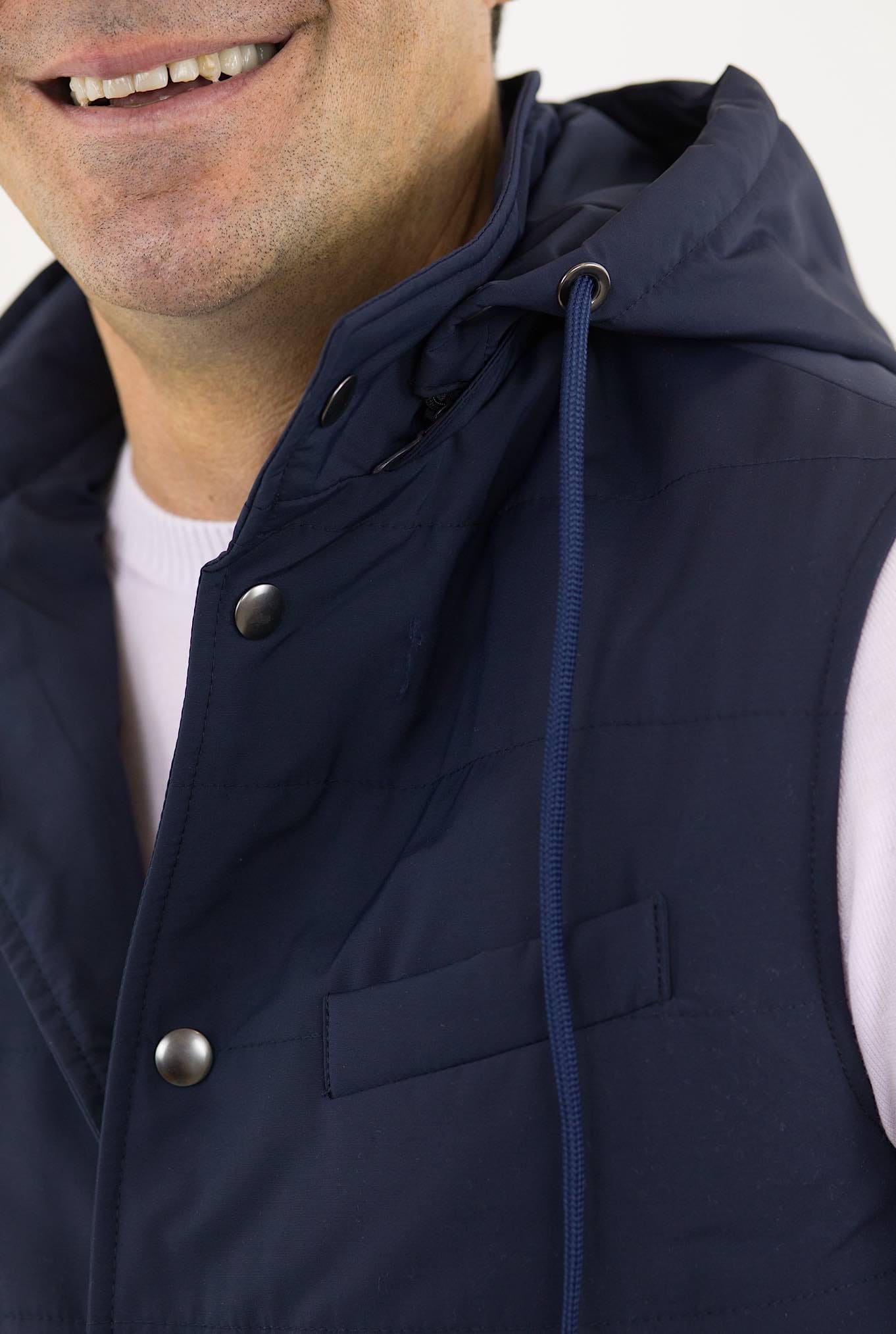 Gilet Cappuccio tessuto Loro Piana Blu - Guarino Store
