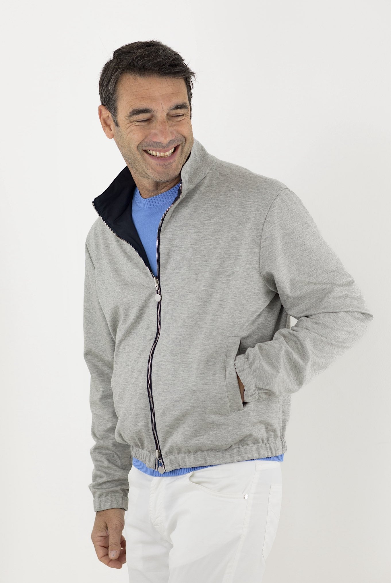 KITON Reversible Blue/Light Gray Jacket