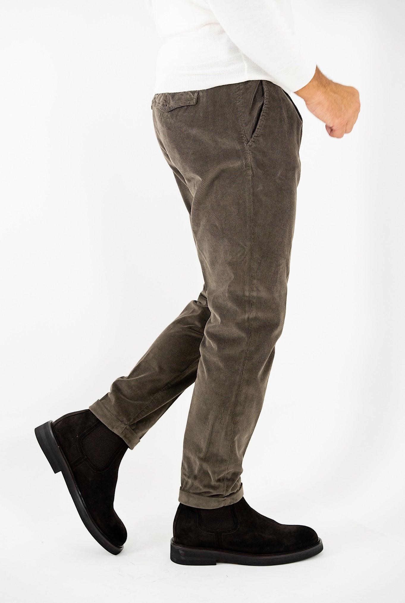 Brown Washed Velvet Trousers