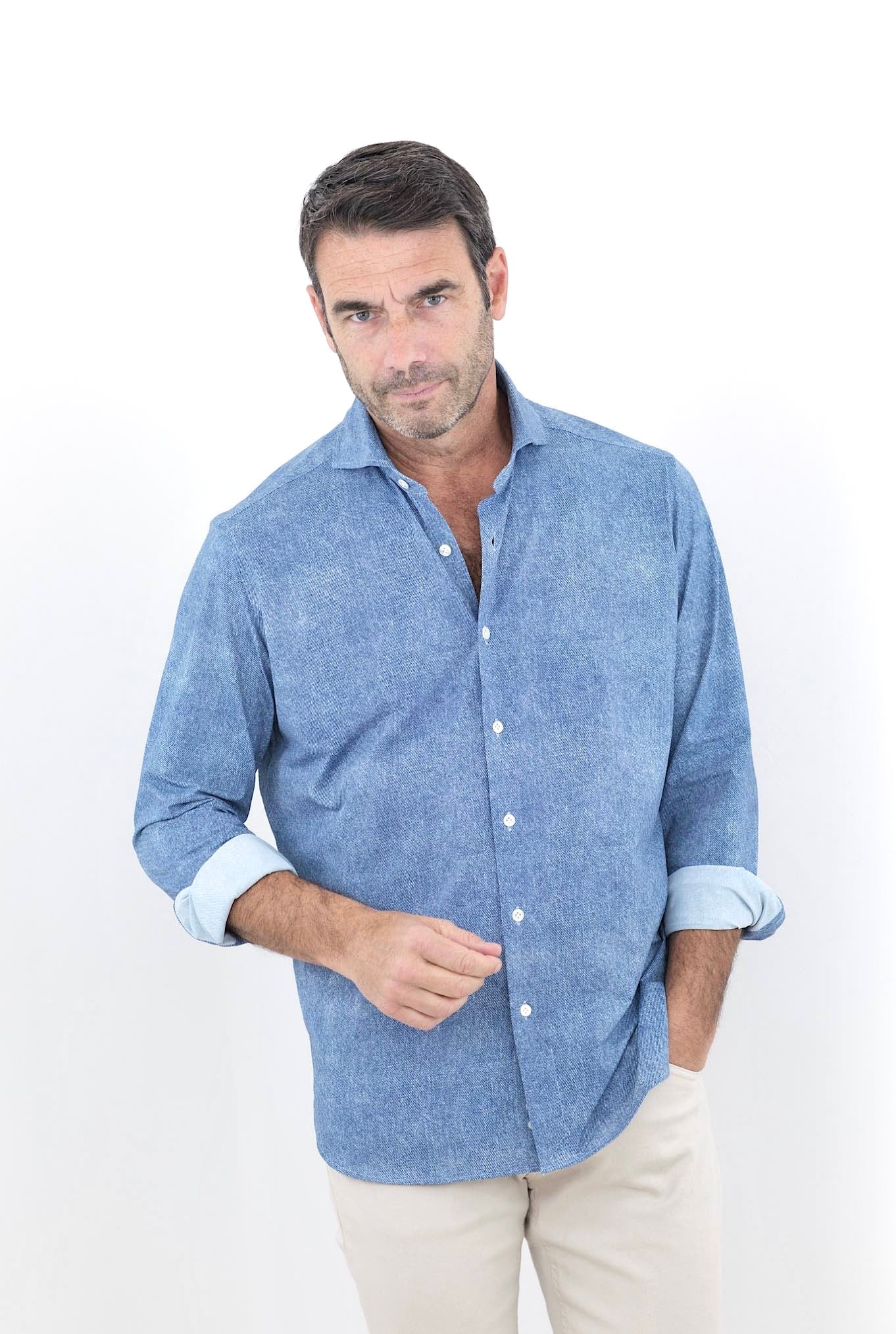 FFF Camicia Active Effetto Denim Bluette