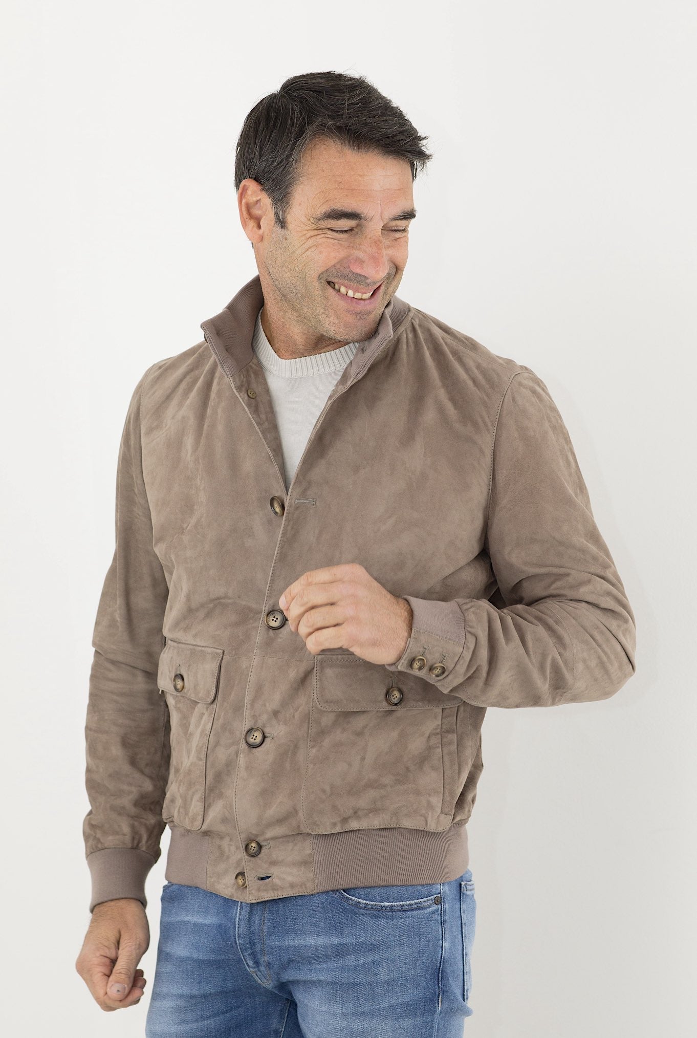 MANDELLI Light Brown Suede Jacket