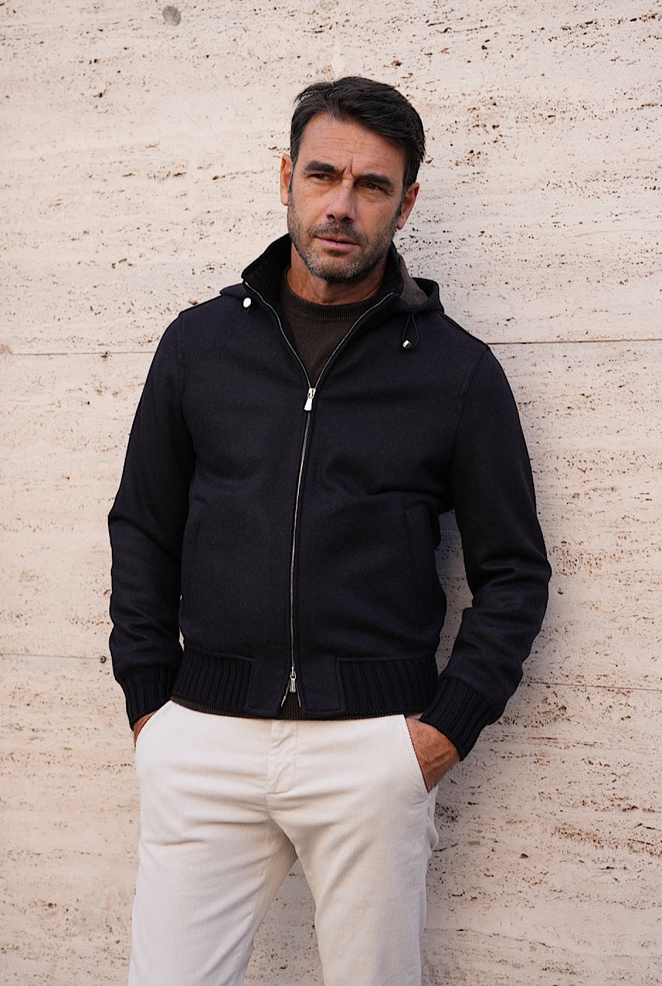 MANDELLI Cashmere Jacket with Detachable Hood