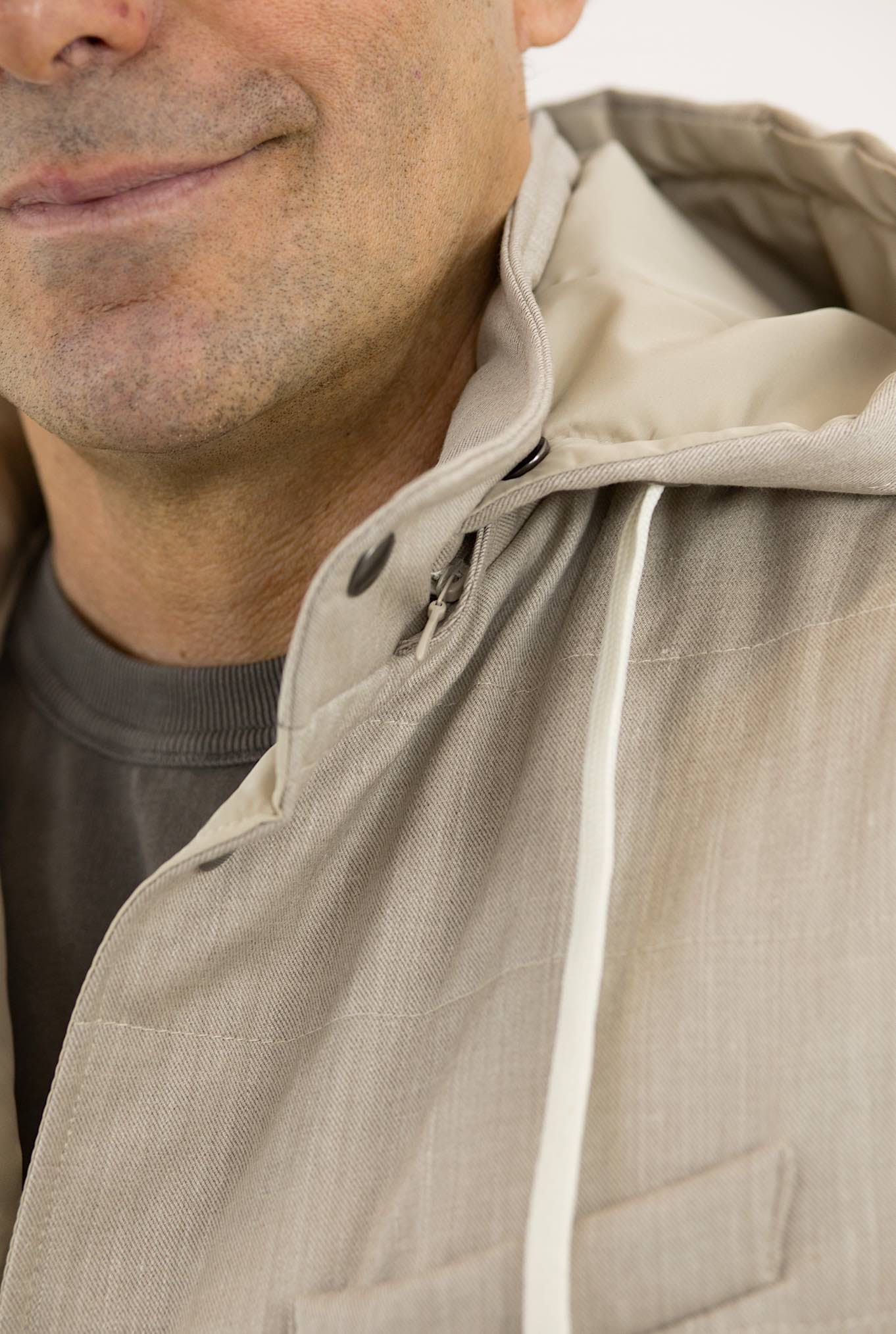 Gilet Cappuccio tessuto Loro Piana Beige - Guarino Store