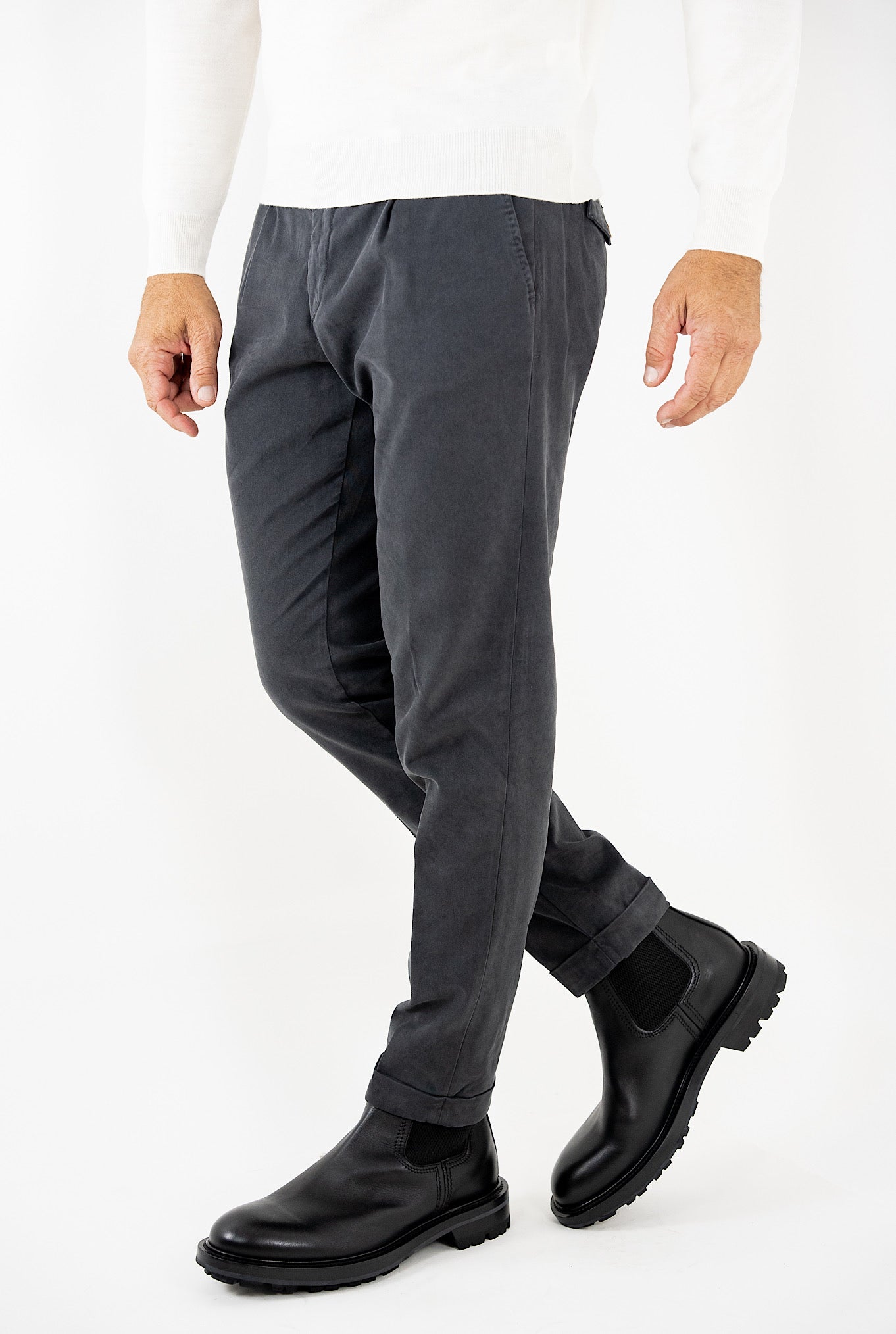 MYTHS Washed Moleskin Trousers Dark Grey