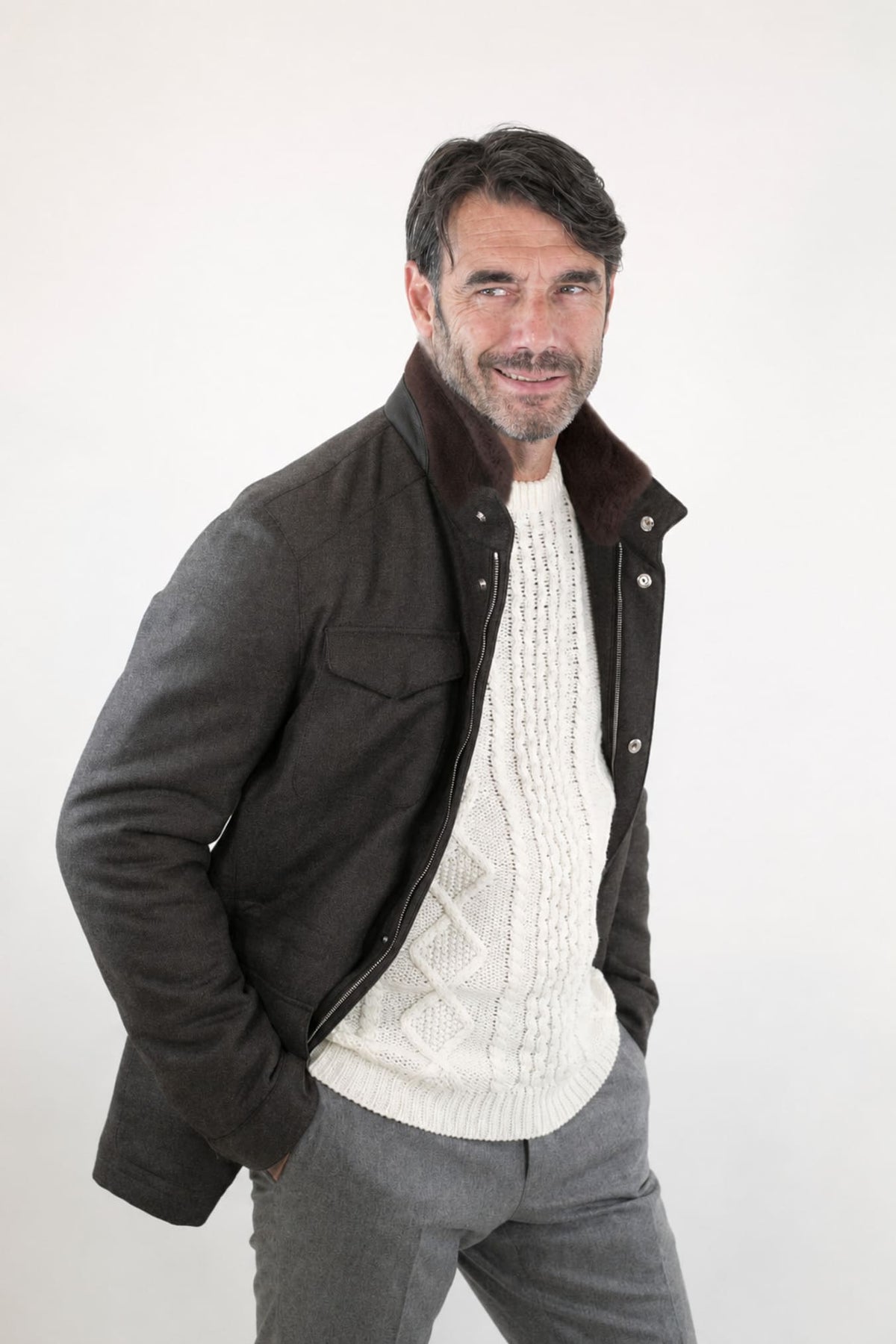 Field Jacket Storm System Loro Piana Marrone MANDELLI
