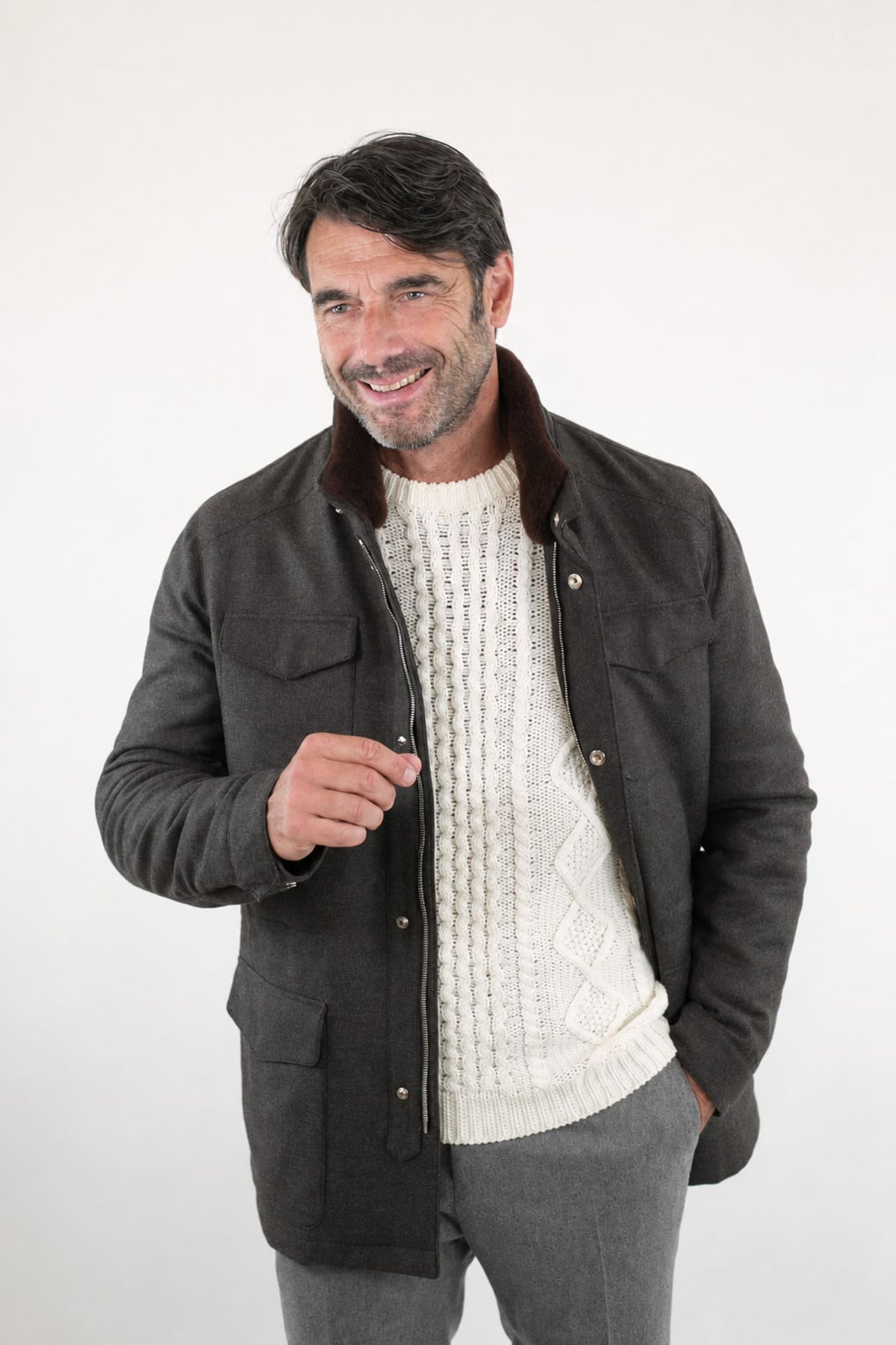 Field Jacket Storm System Loro Piana Marrone MANDELLI