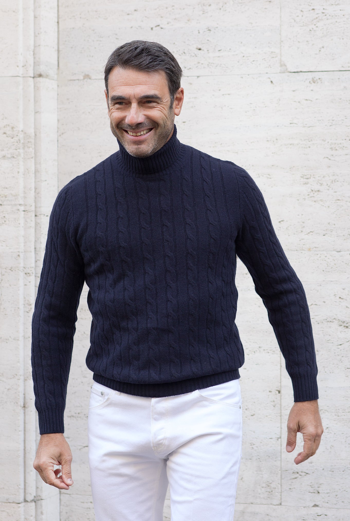 GUARINO Navy Blue Cashmere Turtleneck