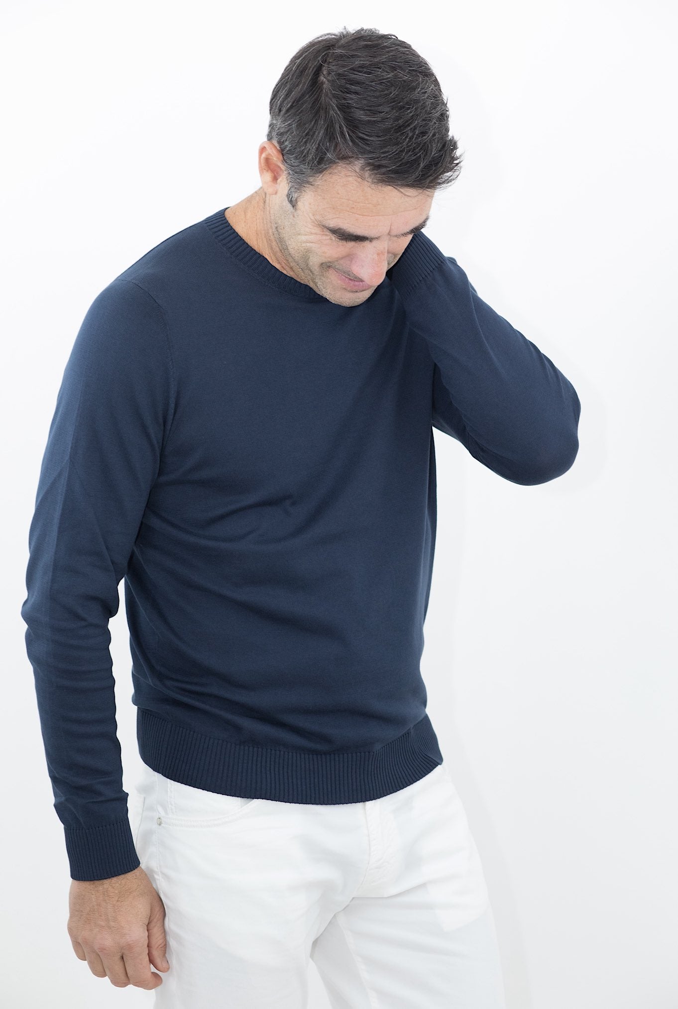 MALO Dark Blue Super Soft Cotton Crew Neck