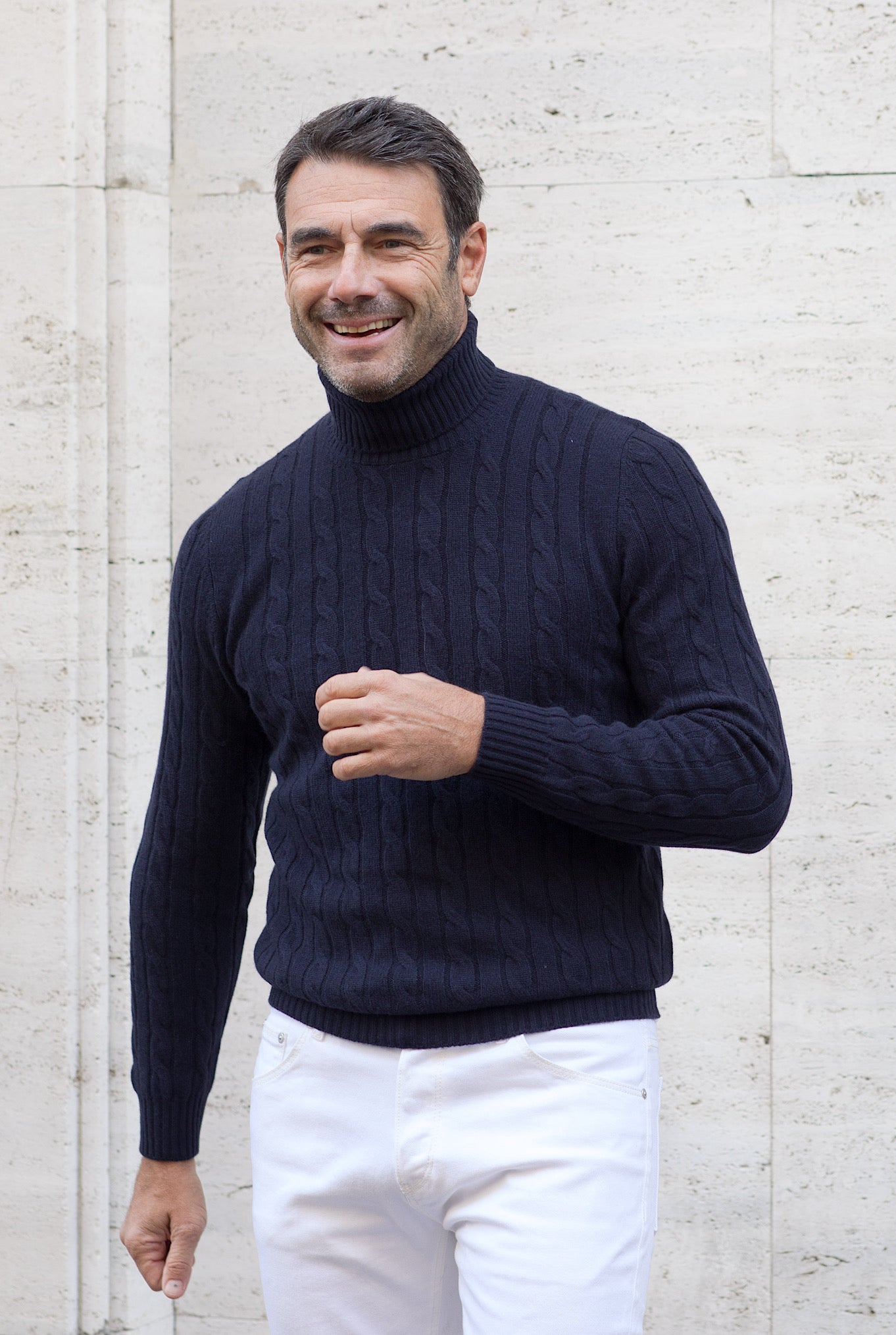 GUARINO Navy Blue Cashmere Turtleneck