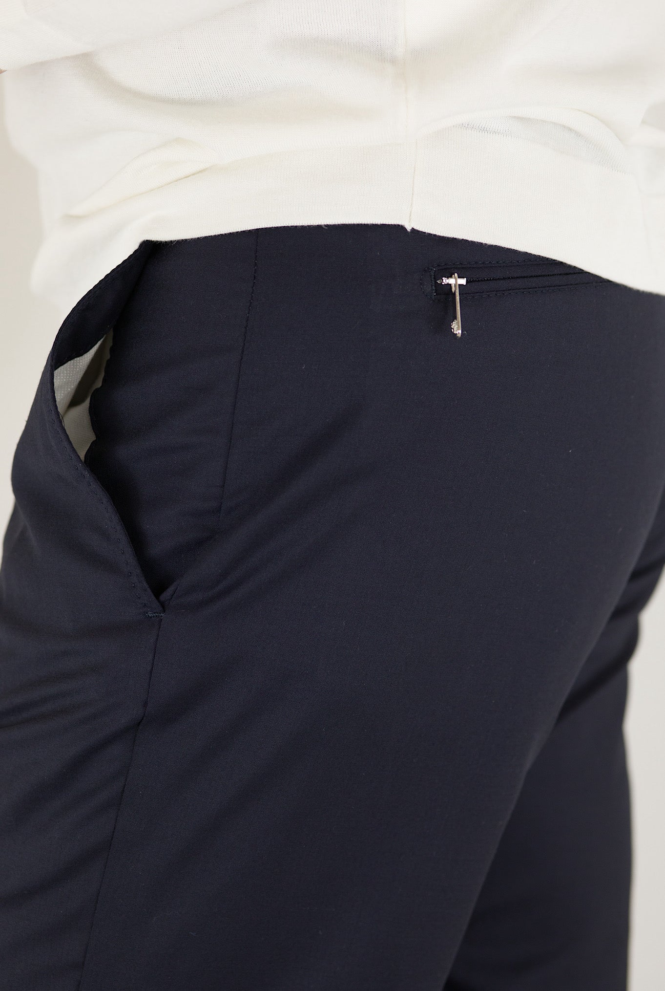 MARCO PESCAROLO Dark Blue Wool and Silk Drawstring Trousers