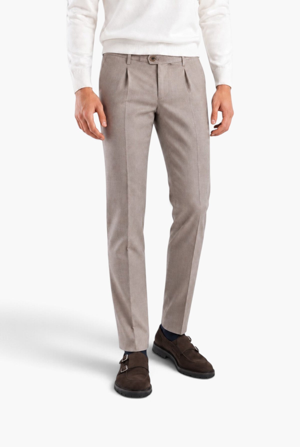 Pantaloni Spigati Lana Cashmere Seta Beige MYTHS