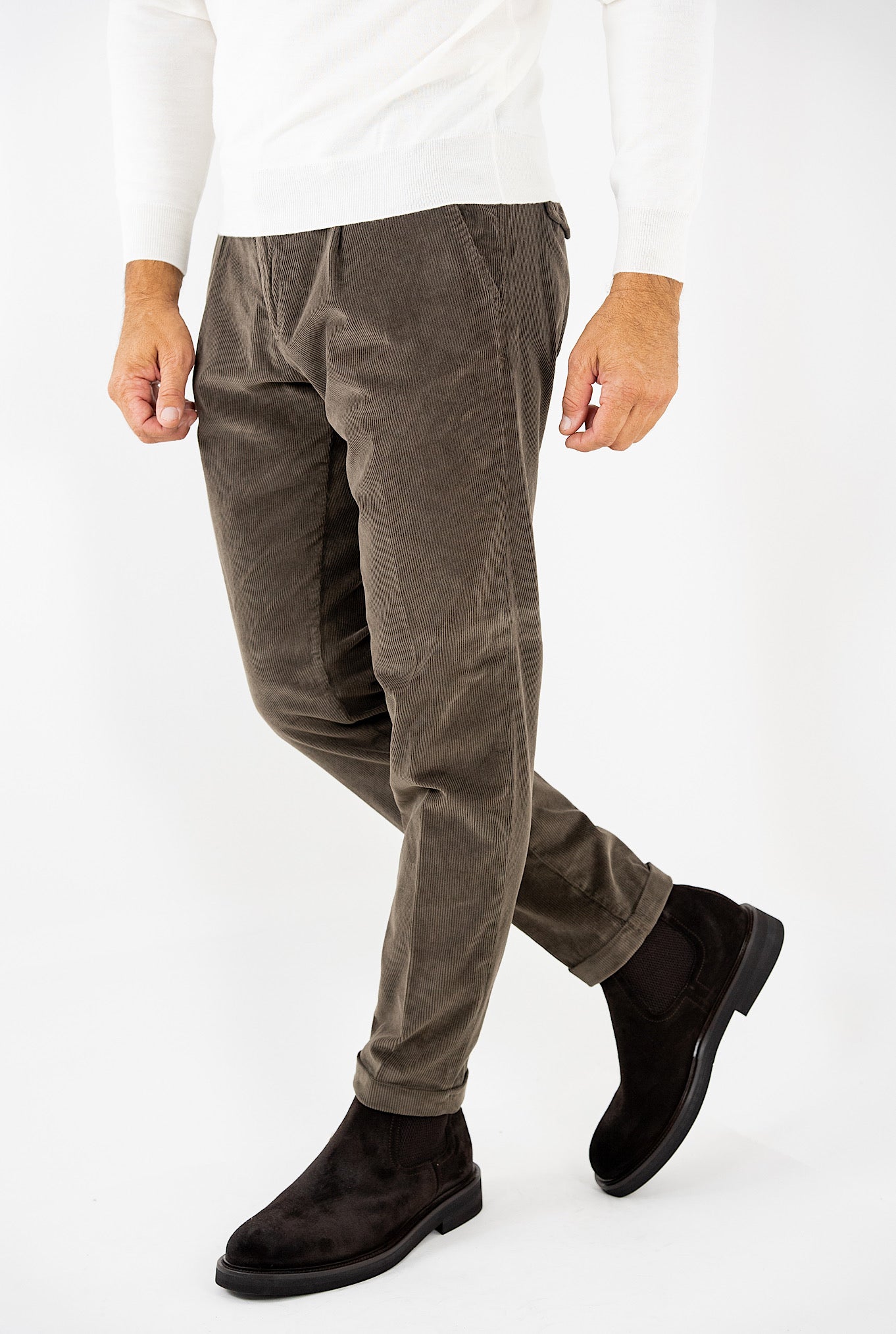 Brown Washed Velvet Trousers