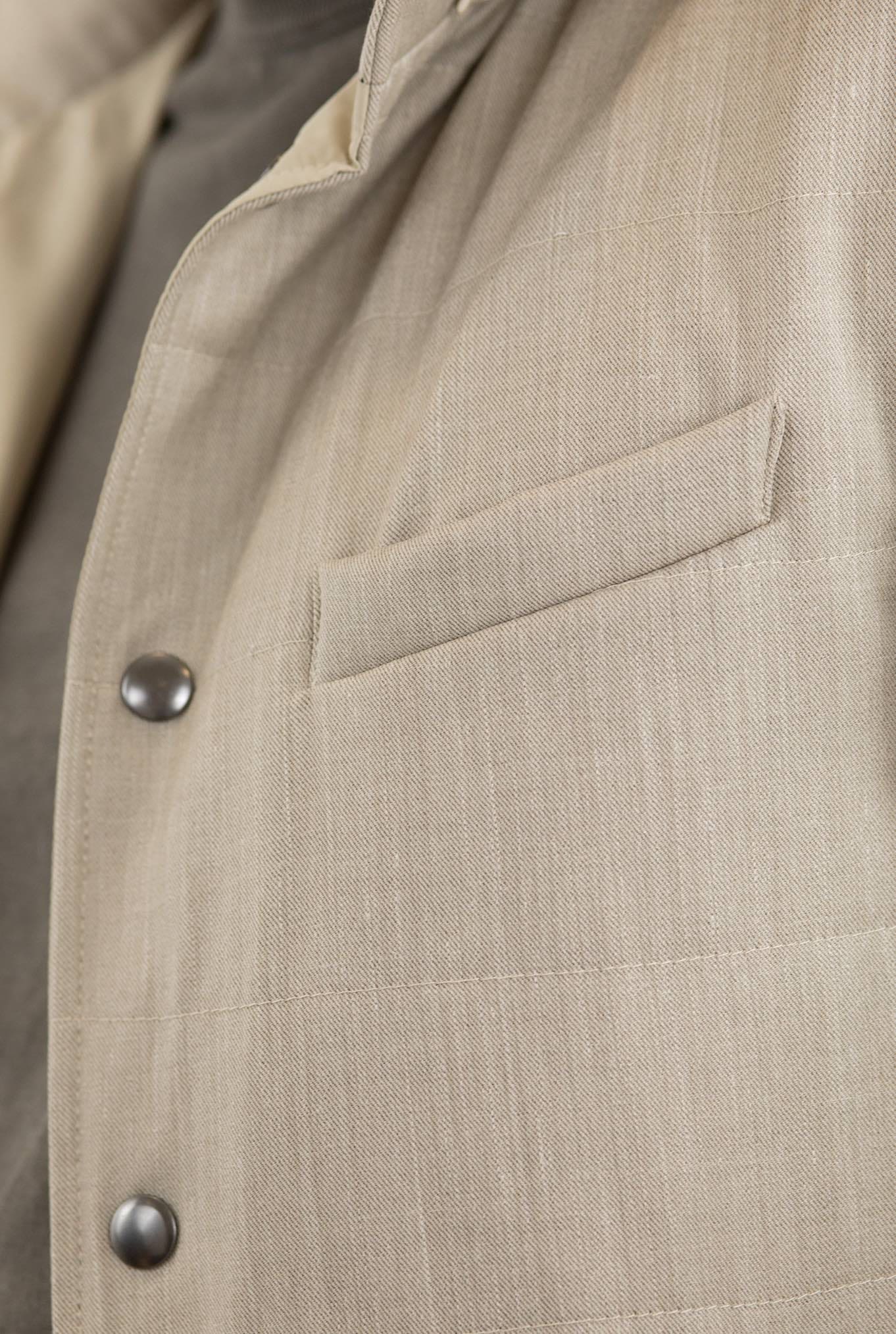 Gilet Cappuccio tessuto Loro Piana Beige - Guarino Store