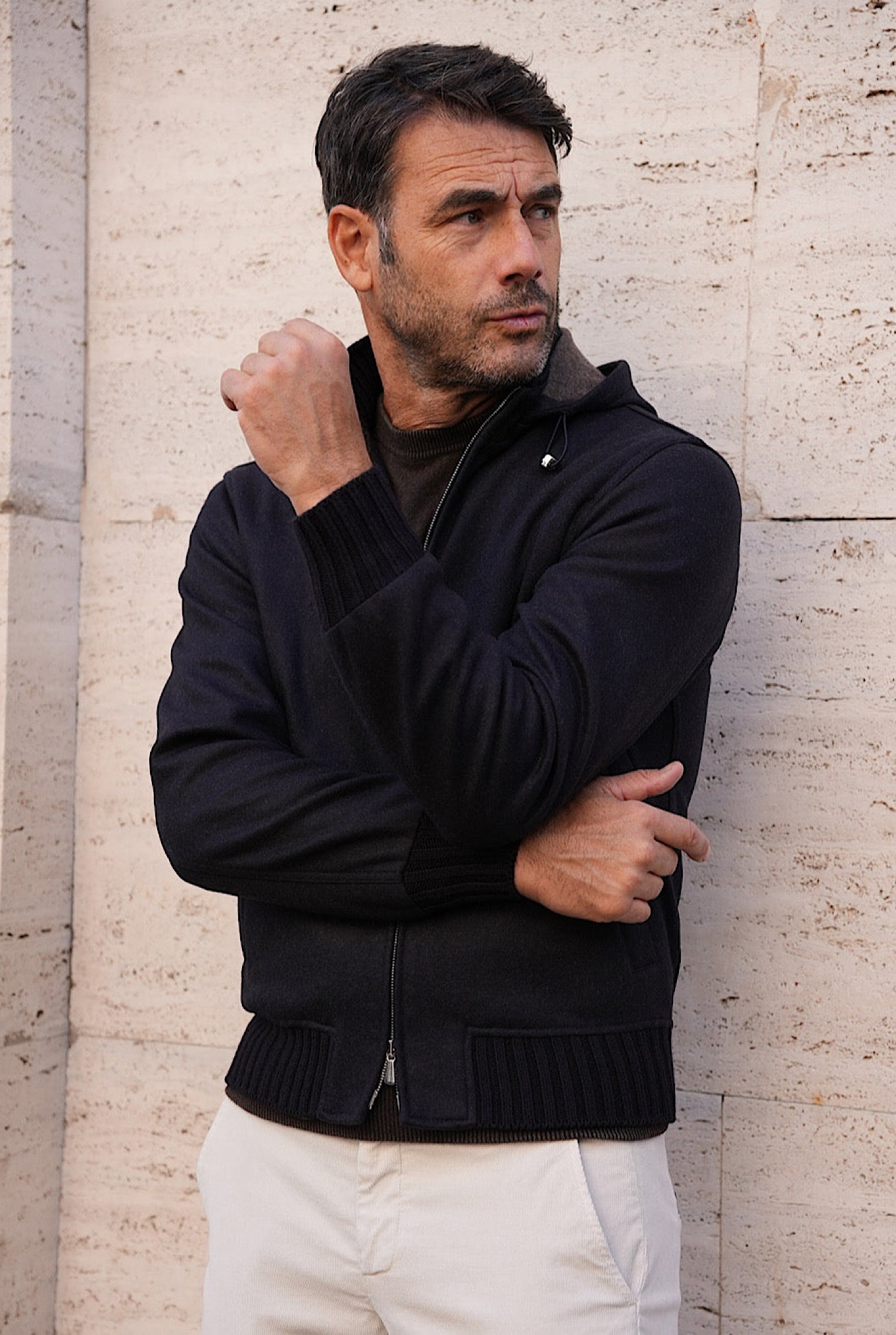 MANDELLI Cashmere Jacket with Detachable Hood