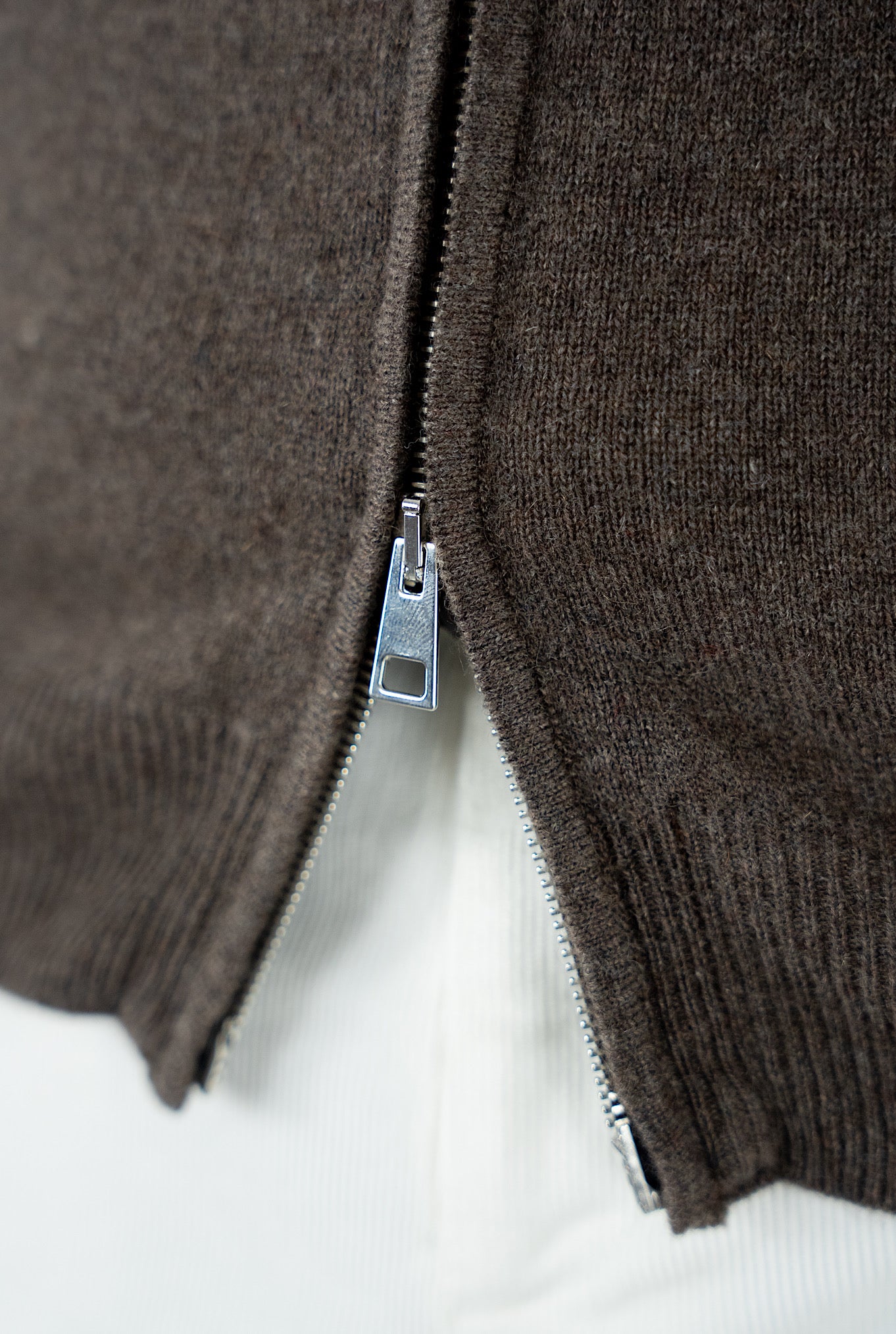 Brown Cashmere Full Zip Pullover