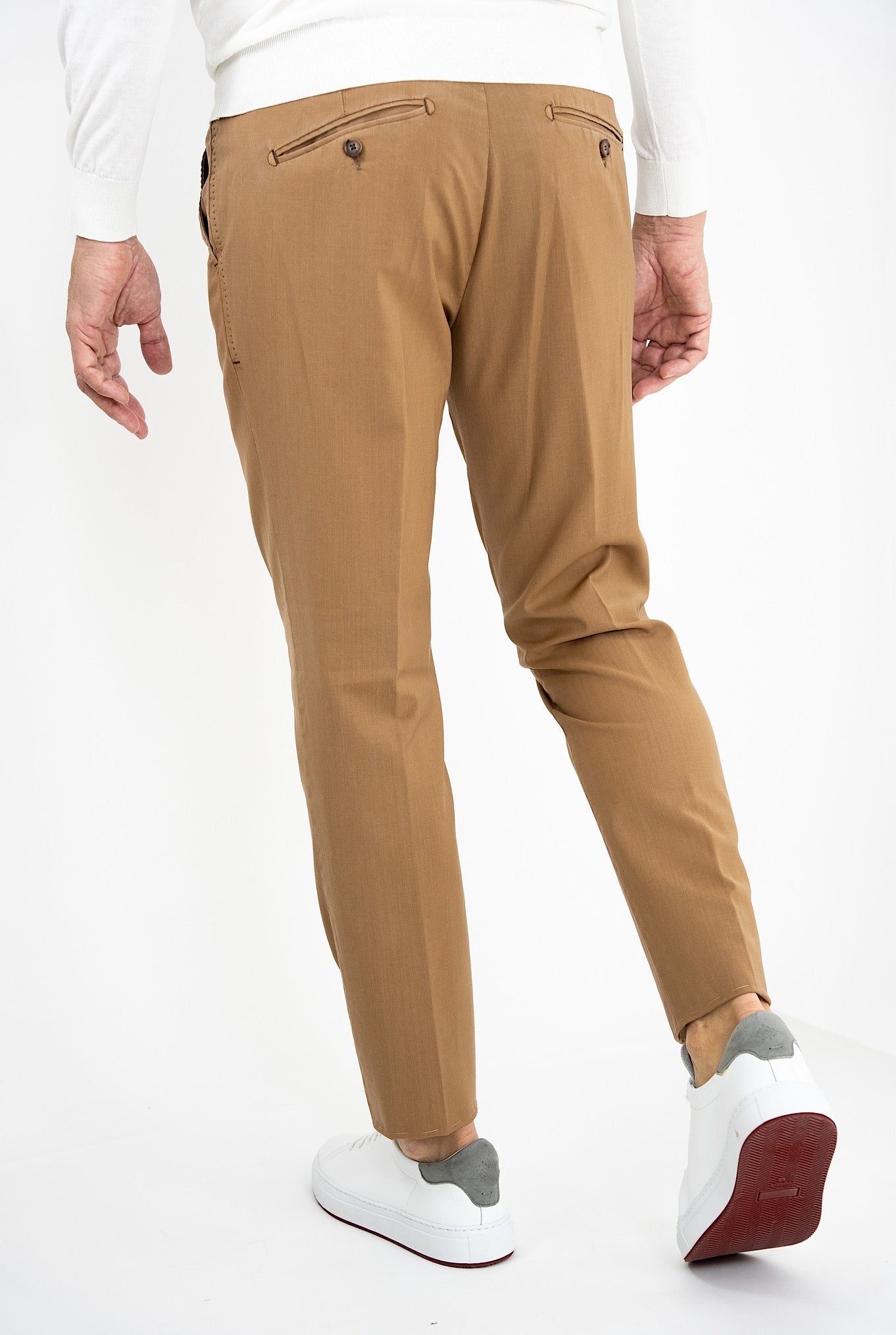 MYTHS Pantaloni Fresco Lana con Pinces Tabacco