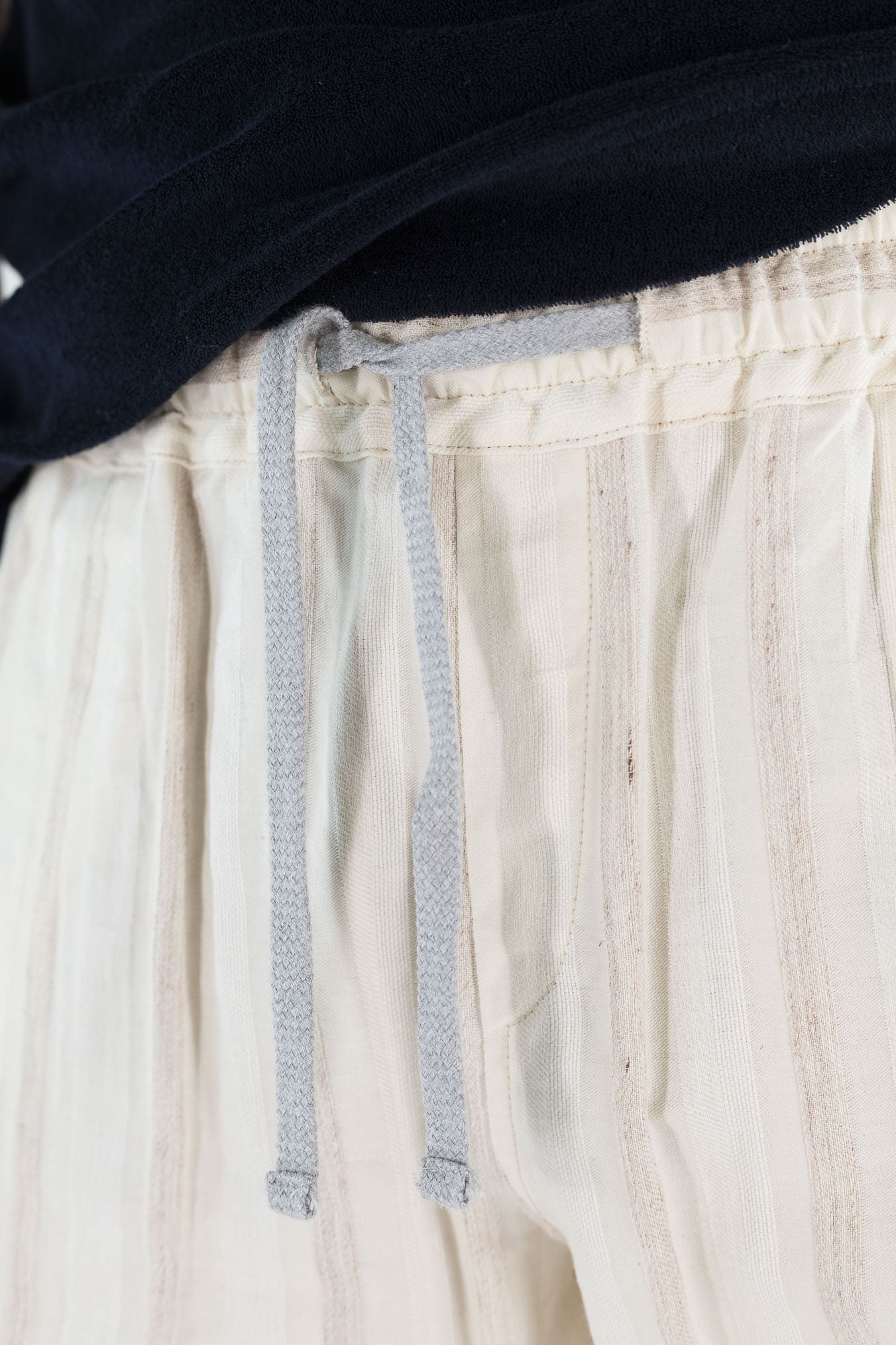 FEDELI Pantaloni Lino Rigato Comfort "Bonifacio" Panna/Beige