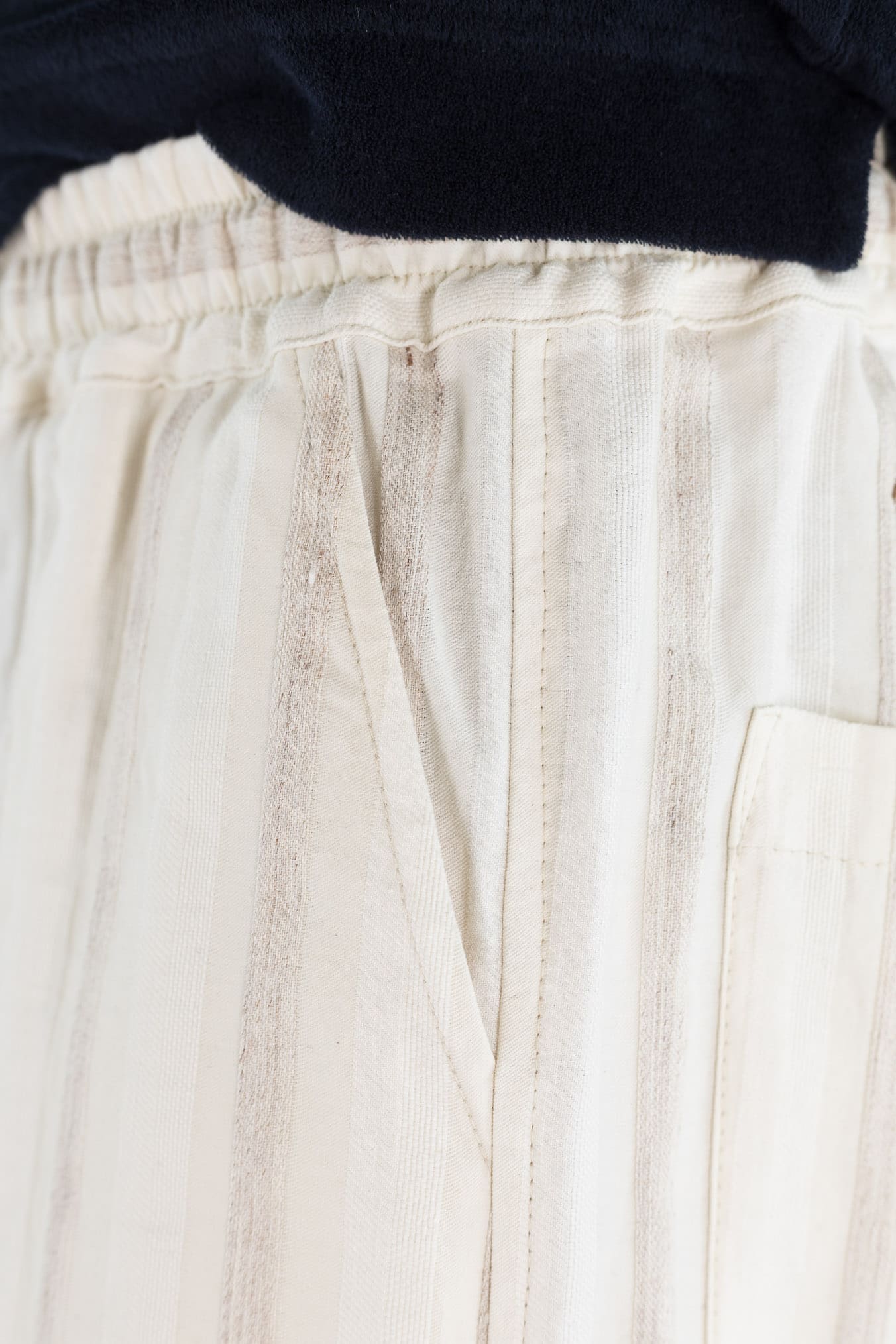FEDELI Pantaloni Lino Rigato Comfort "Bonifacio" Panna/Beige