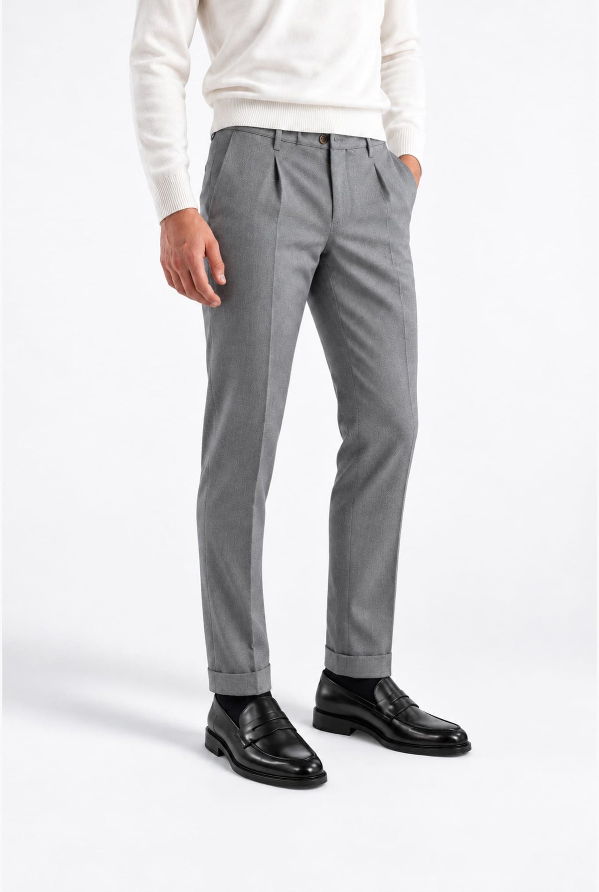 Pantaloni Spigati Lana Cashmere Seta Grigio MYTHS