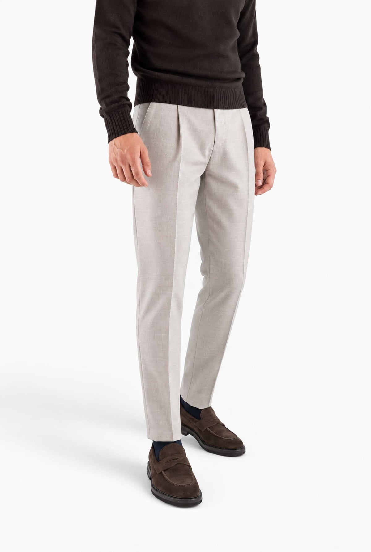 Pantaloni "Edge" Rebel Fit Twill Lana Beige PT