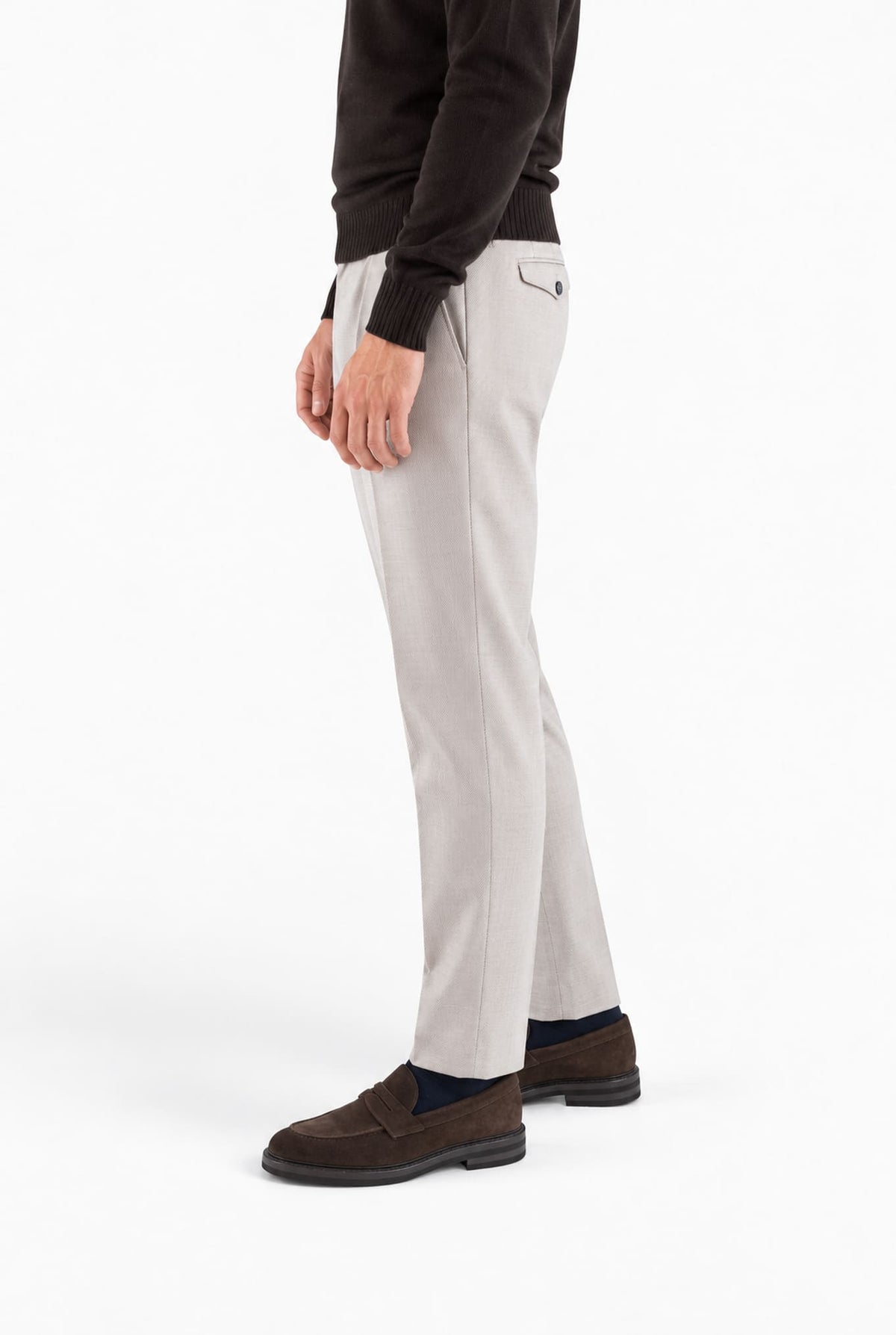 Pantaloni "Edge" Rebel Fit Twill Lana Beige PT