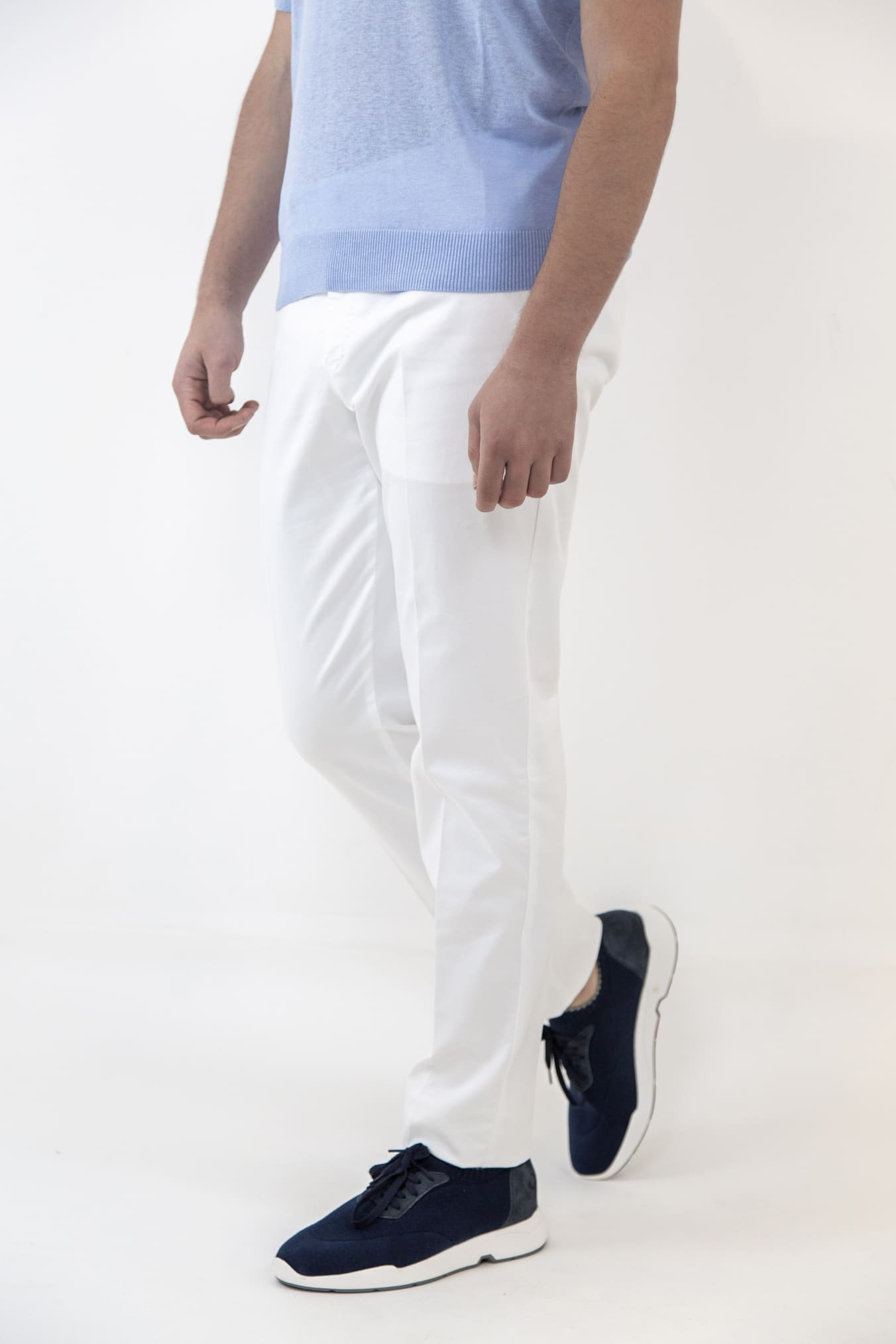 PT White Lyocell Cotton Twill Trousers