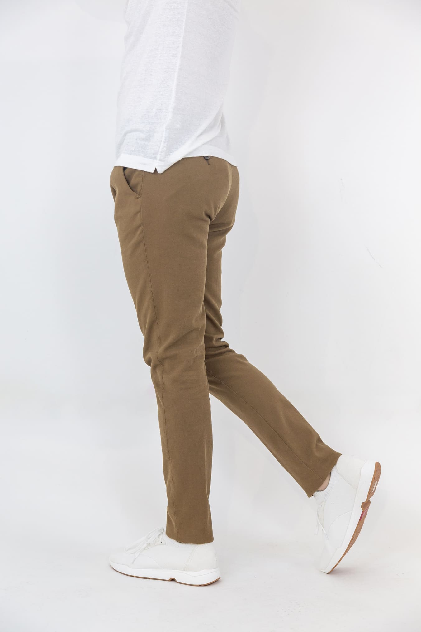 Pantaloni con Pinces Cotone Stretch Tabacco - Guarino Store