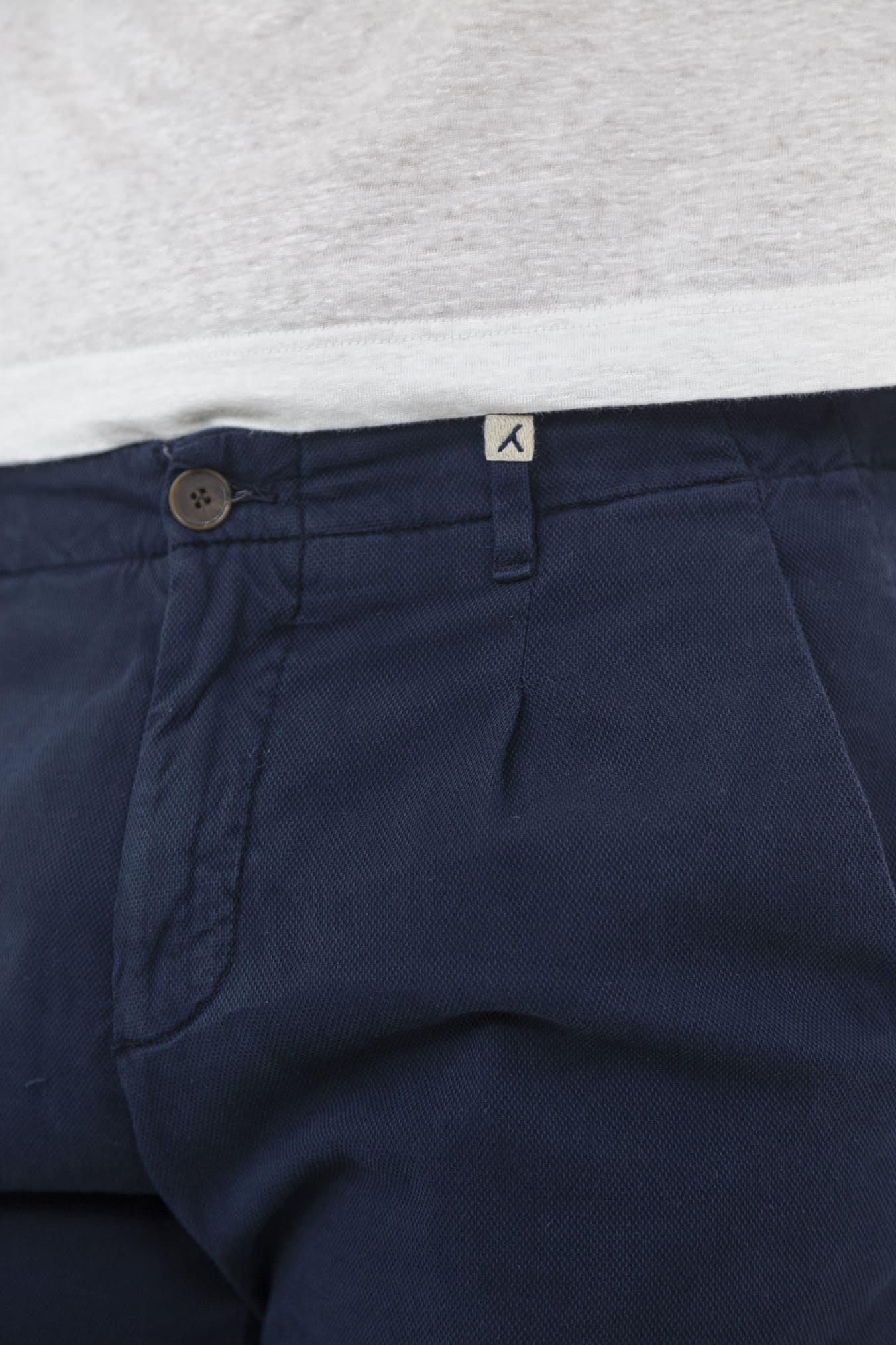 MYTHS Pantaloni con Pinces Cotone Stretch Blu Navy