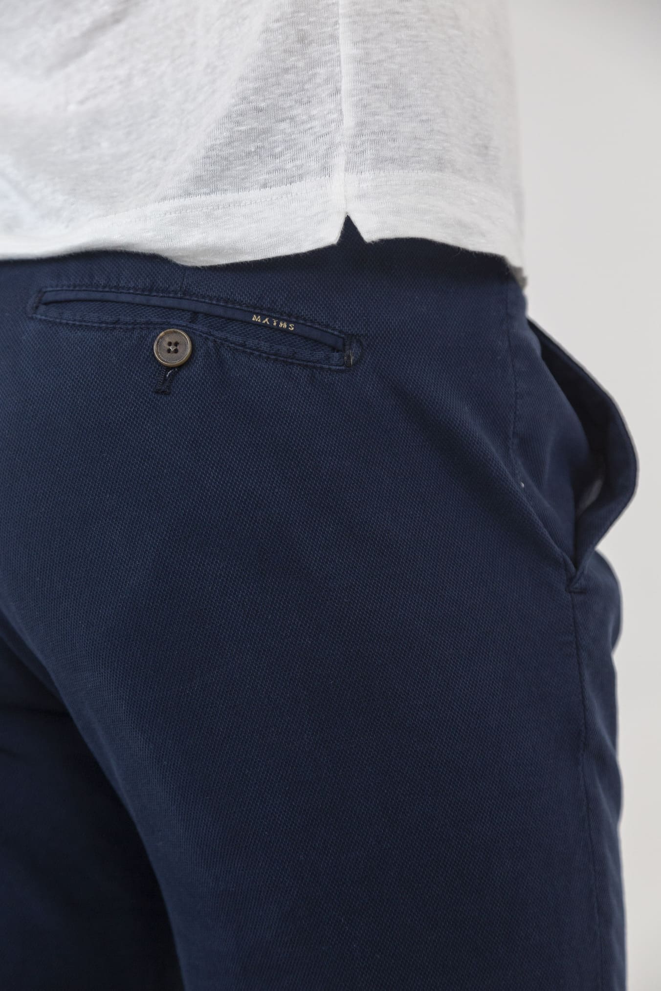 MYTHS Pantaloni con Pinces Cotone Stretch Blu Navy