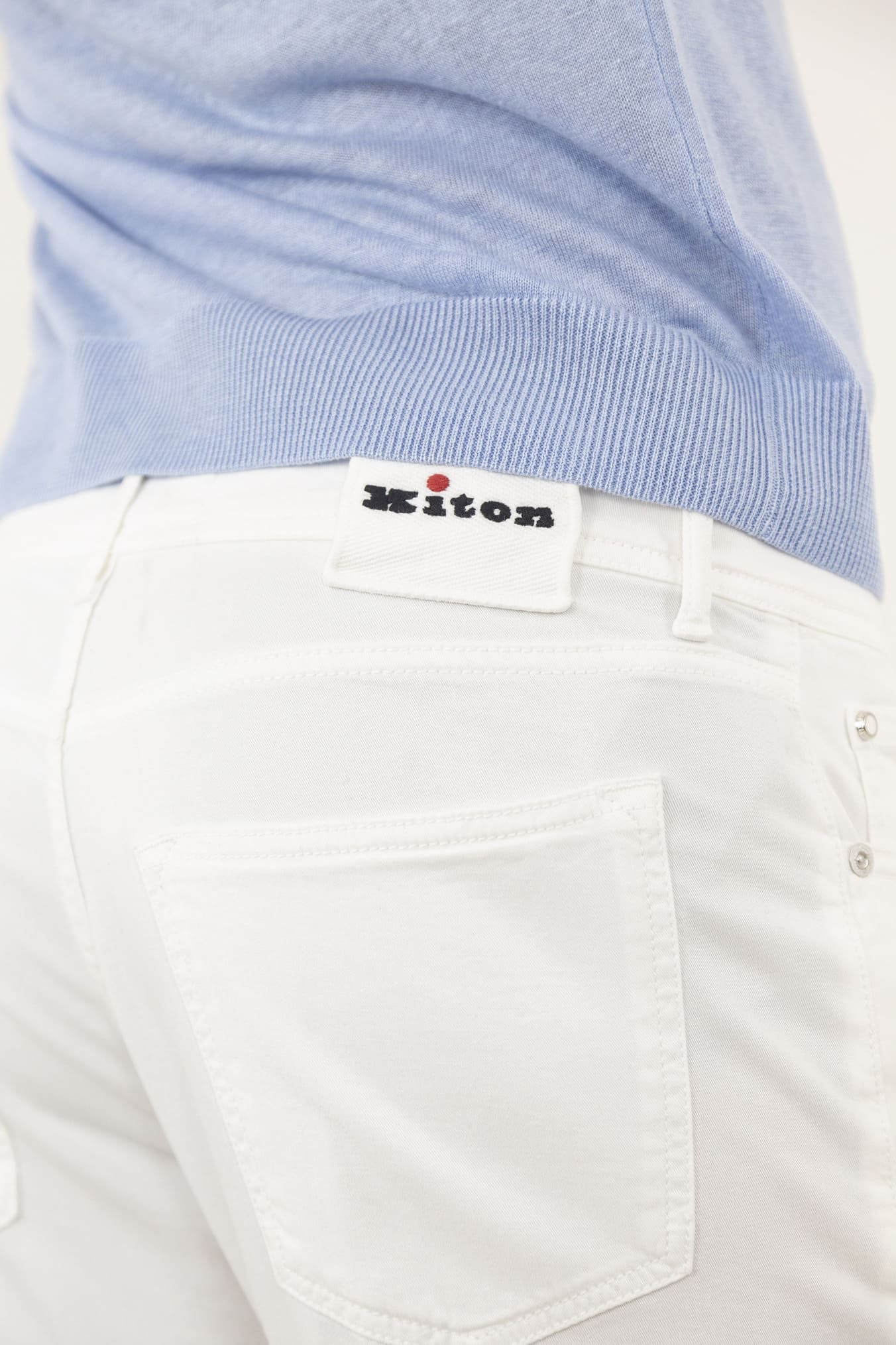 KITON Pantaloni 5 Tasche Lyocell Bianco