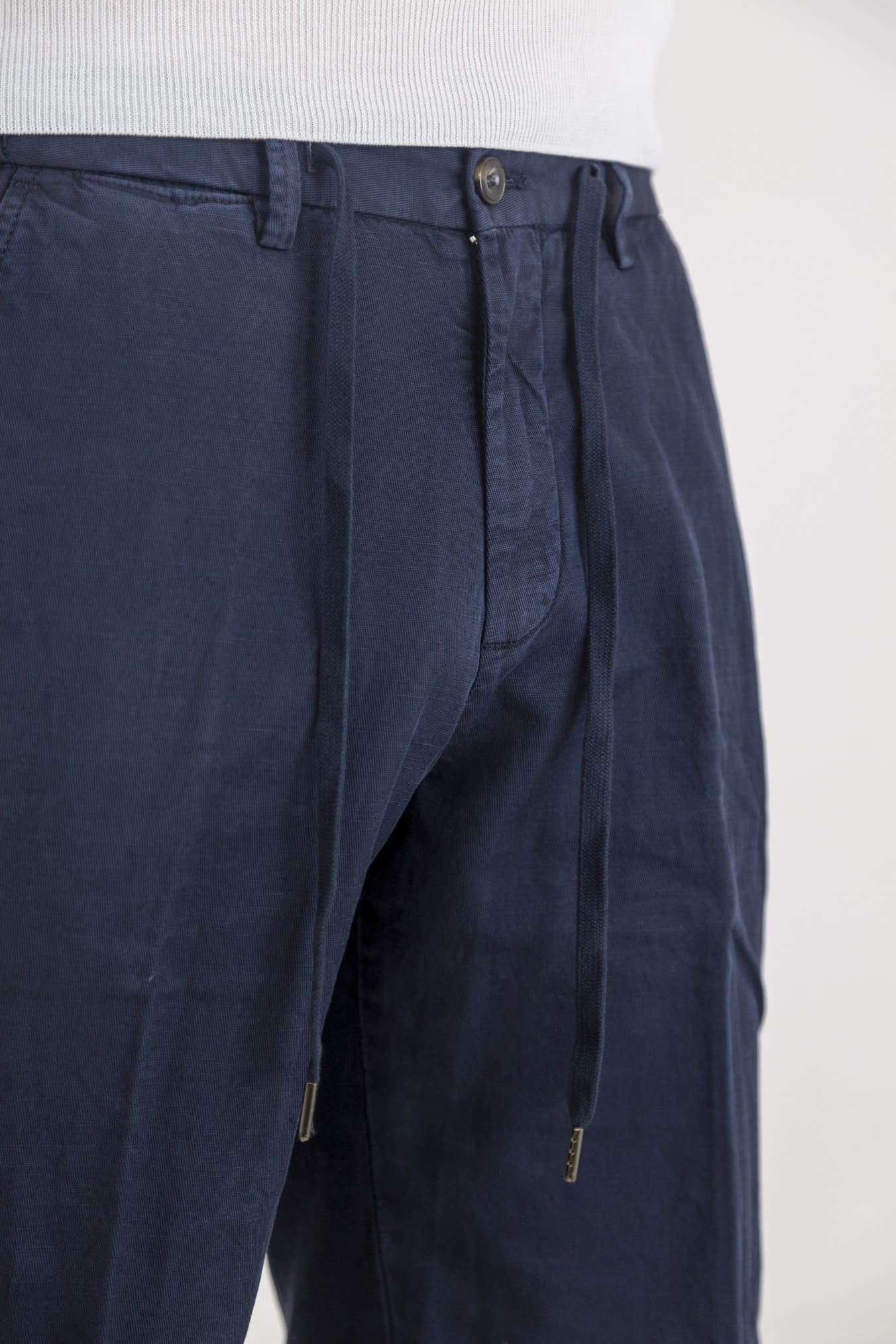 Bermuda con Coulisse in Cotone Lino Blu Navy - Guarino Store