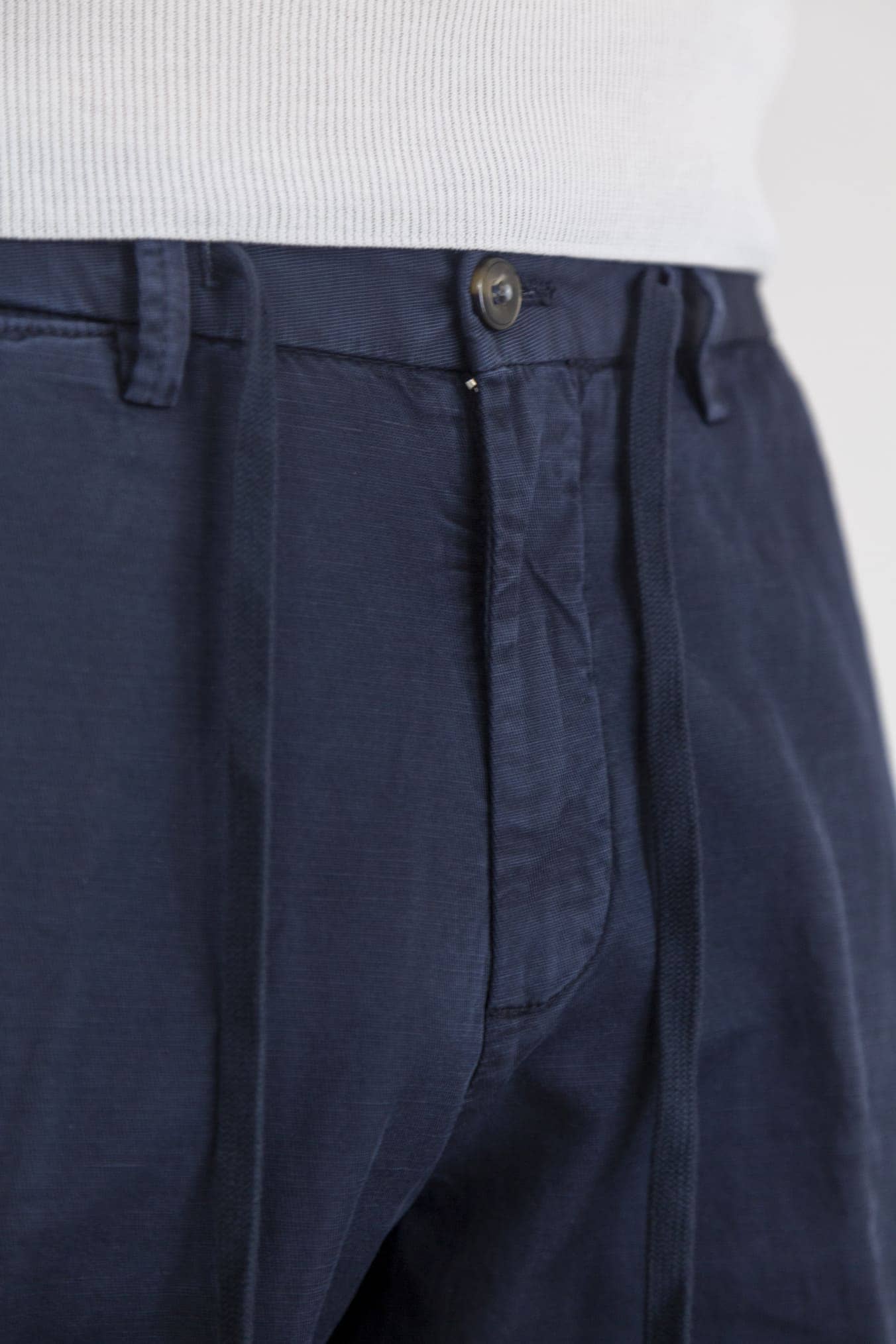 Bermuda con Coulisse in Cotone Lino Blu Navy - Guarino Store