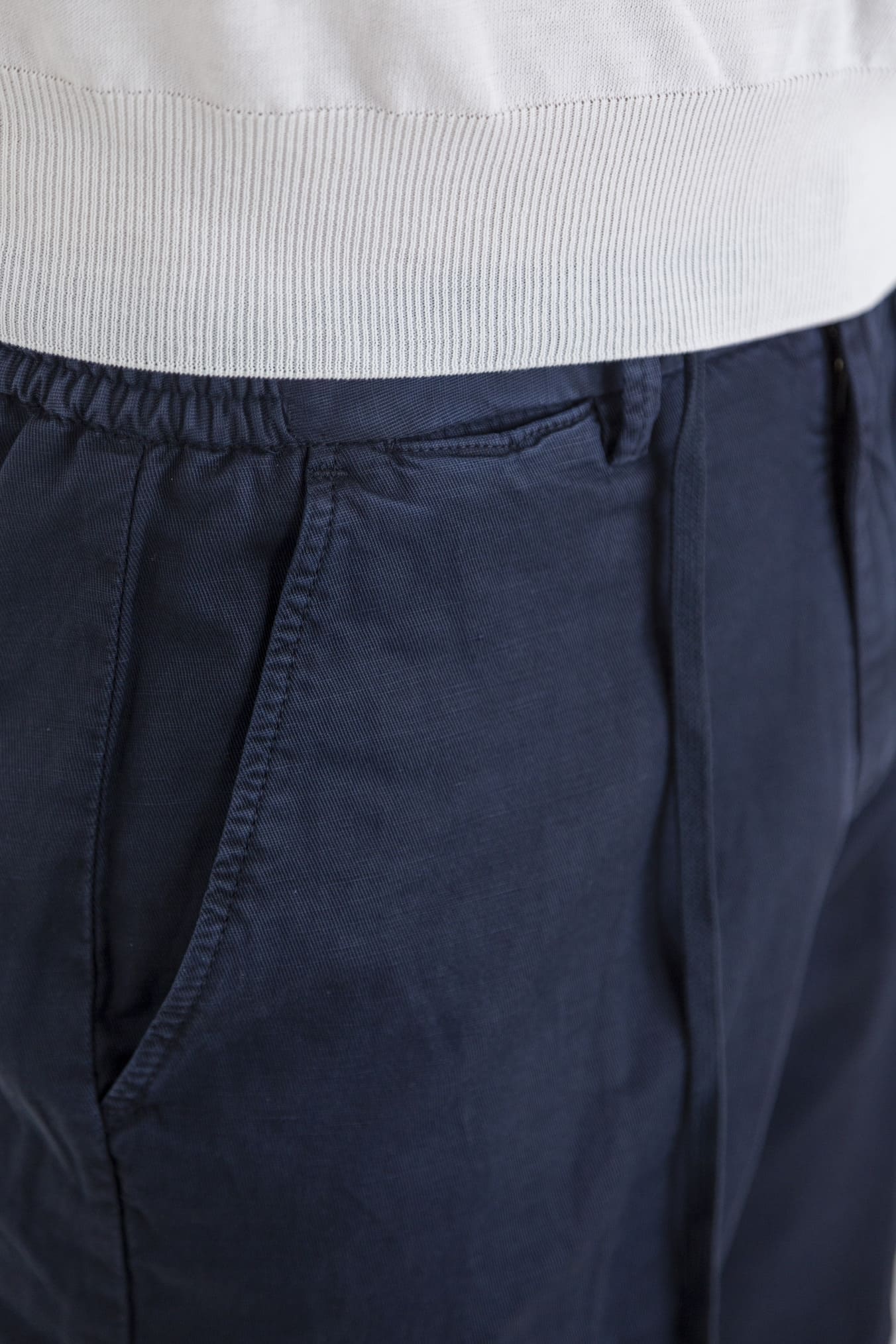 Bermuda con Coulisse in Cotone Lino Blu Navy - Guarino Store