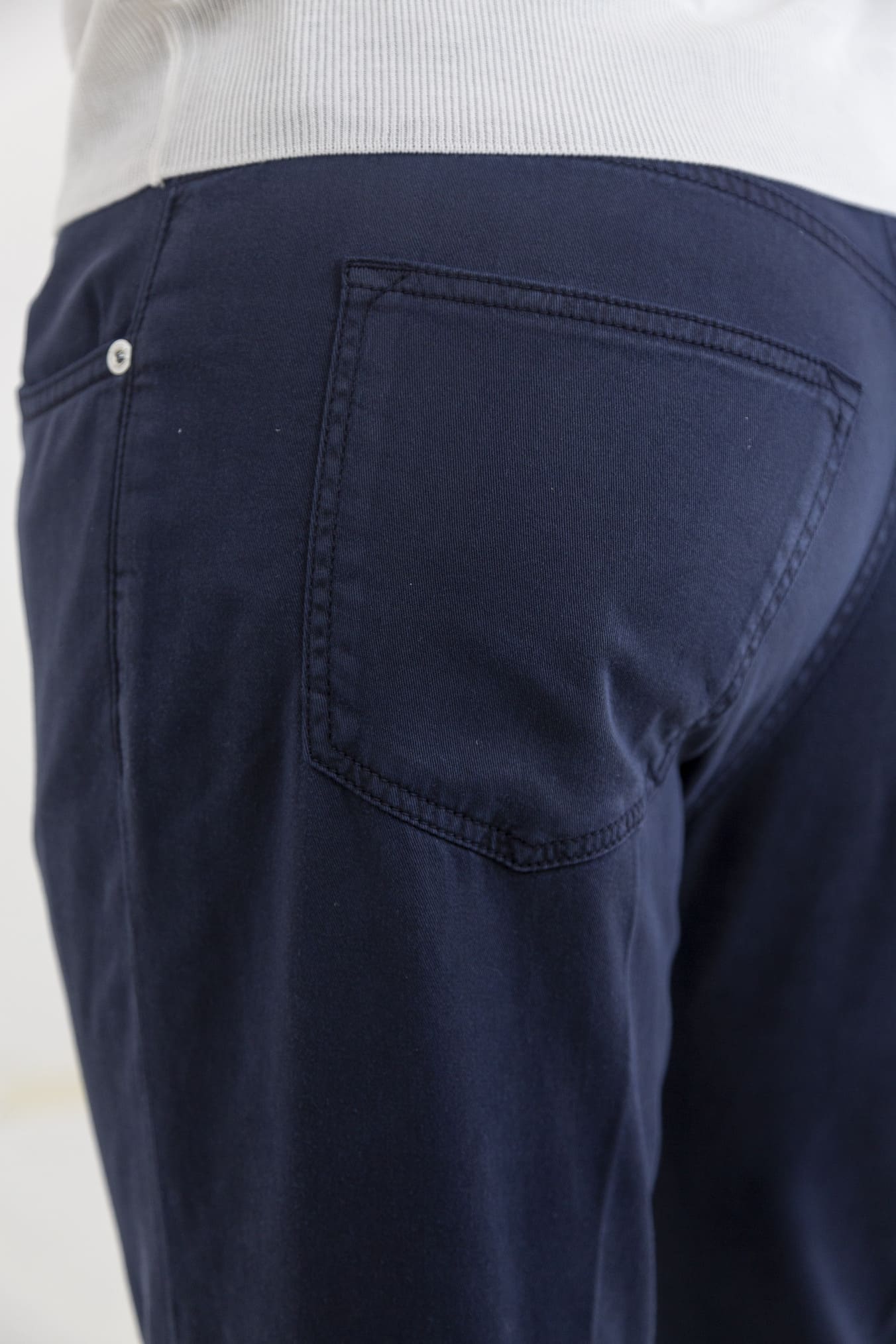 KITON Navy Blue 5 Pocket Lyocell Trousers