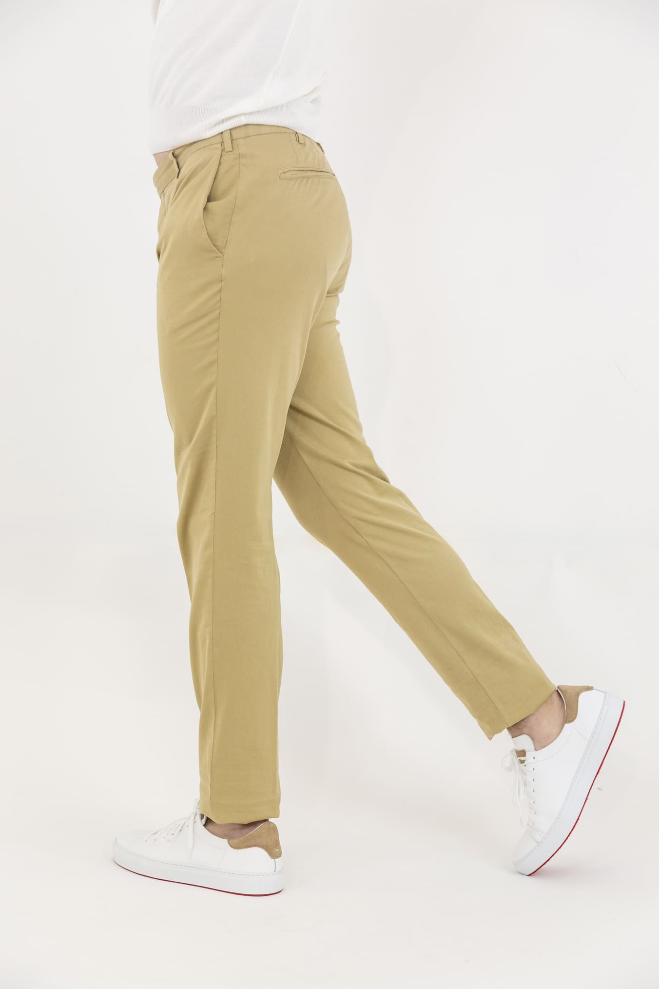 GUARINO Beige Cotton and Silk Trousers