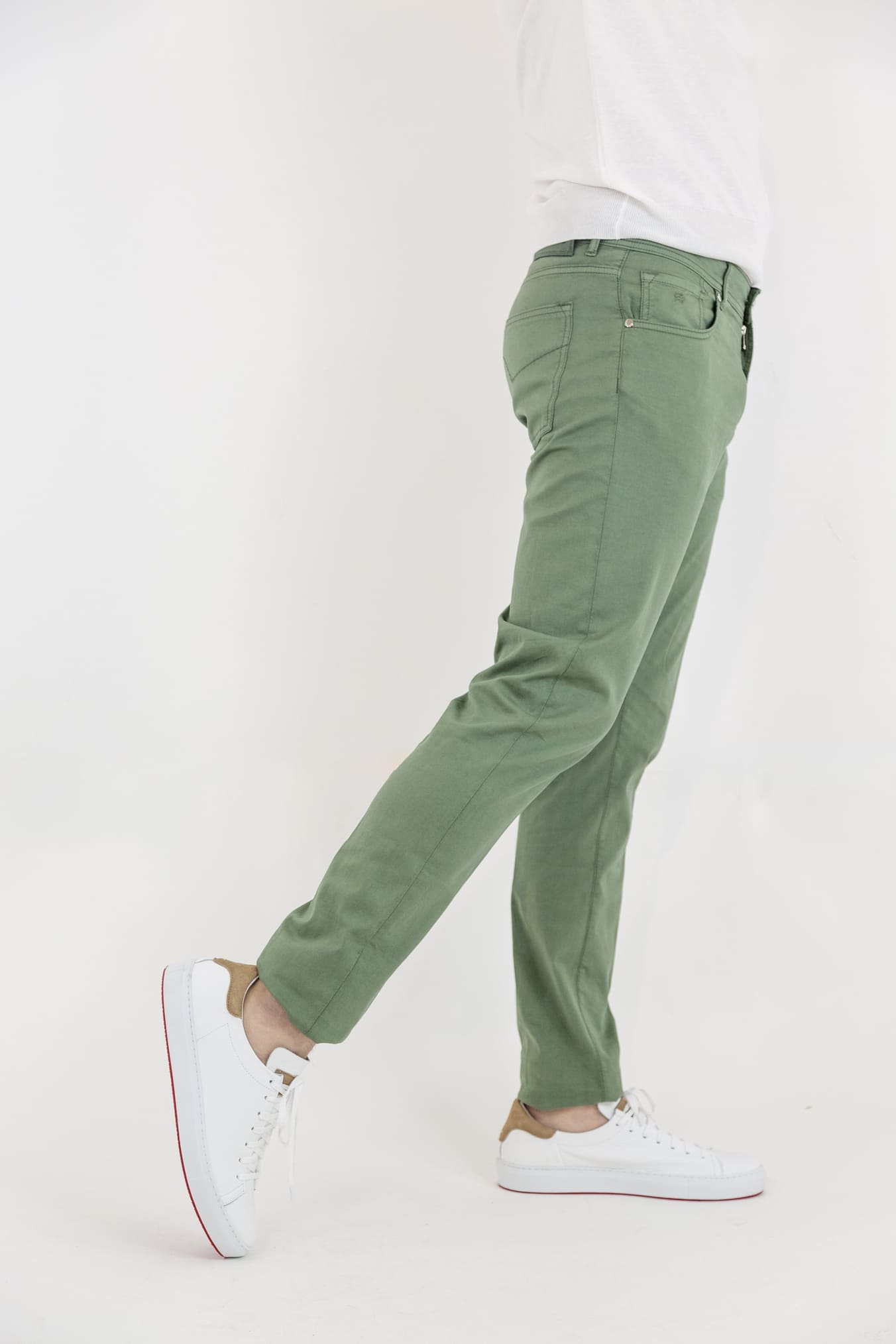 PESCAROLO Pantaloni 5 Tasche mod. Nerano Cotone Seta Verdi