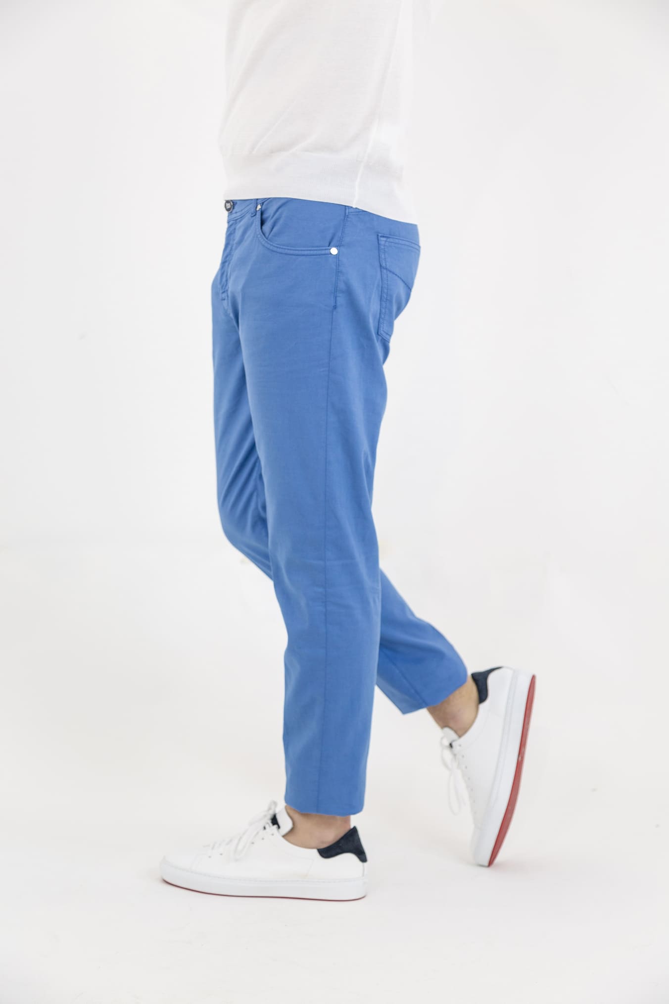 PESCAROLO 5 Pocket Trousers mod. Nerano Cotton Silk Light Blue