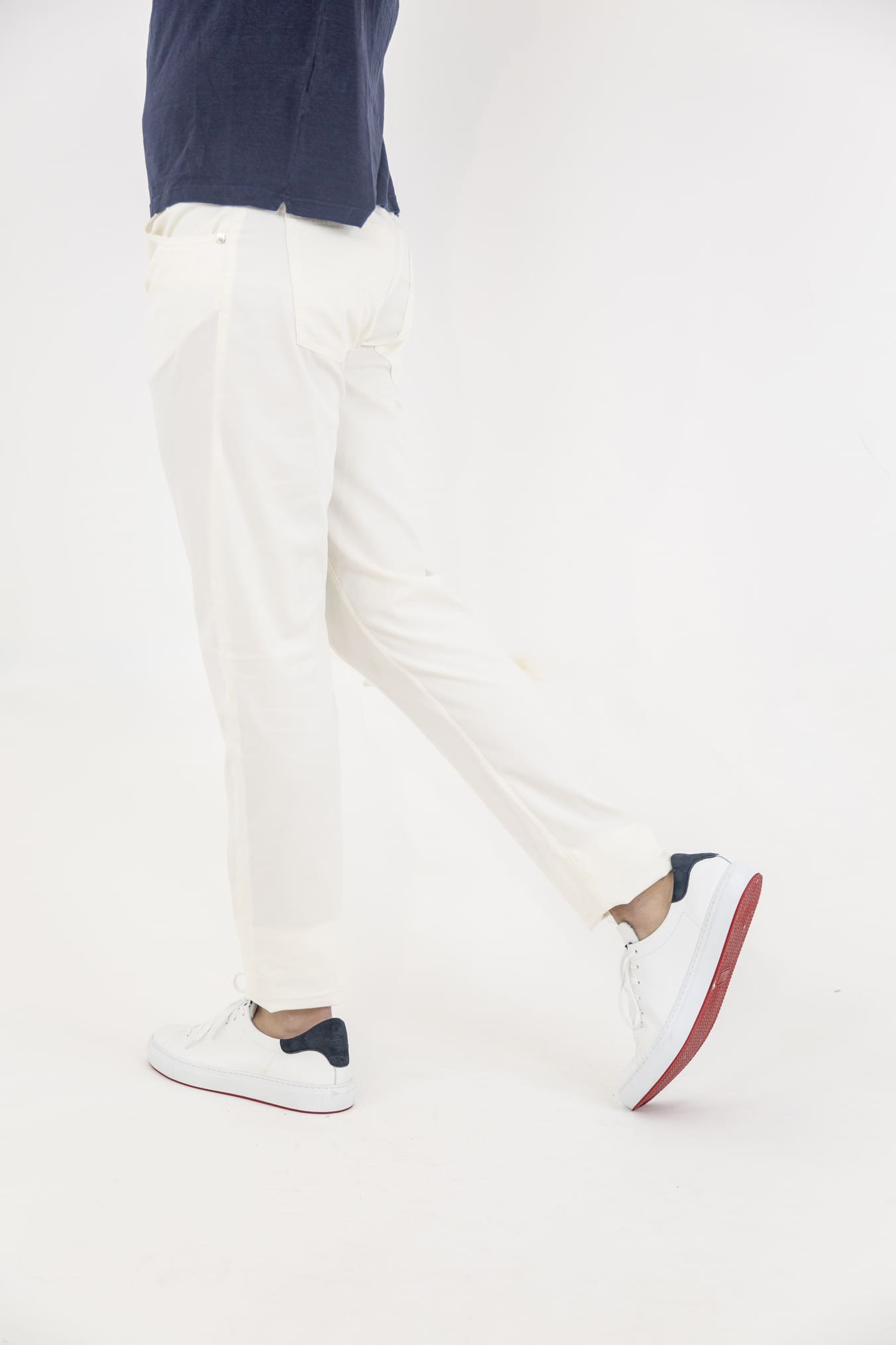 PESCAROLO 5 Pocket Trousers mod. Black Cotton Silk White