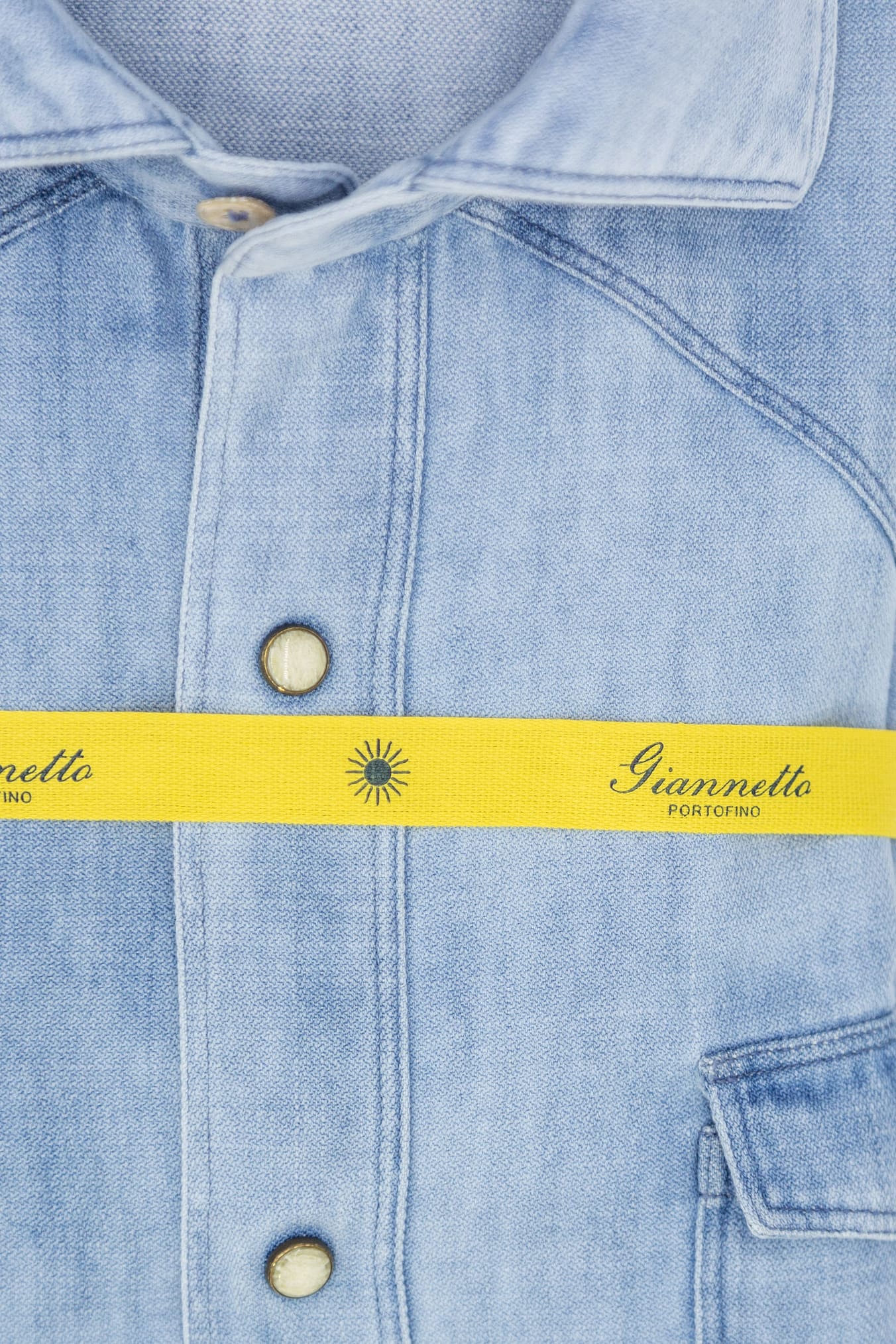 GIANNETTO PORTOFINO Camicia Texana in Denim Chiaro COMFORT FIT