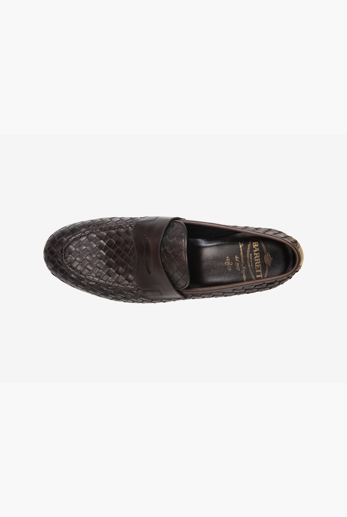 BARRETT Dark Brown Woven Leather Moccasin