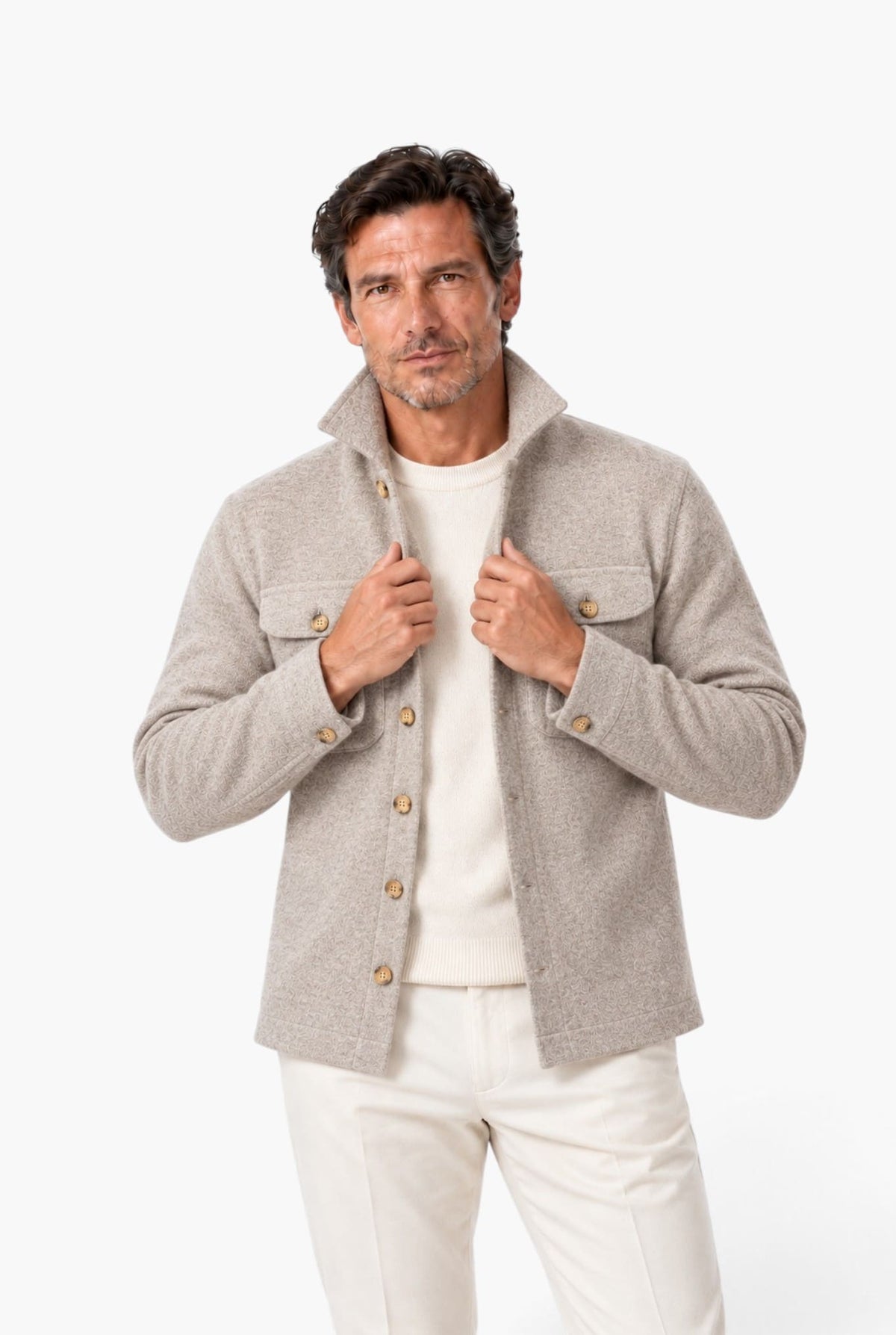 Overshirt Cashmere Beige Chiaro PIACENZA 1733